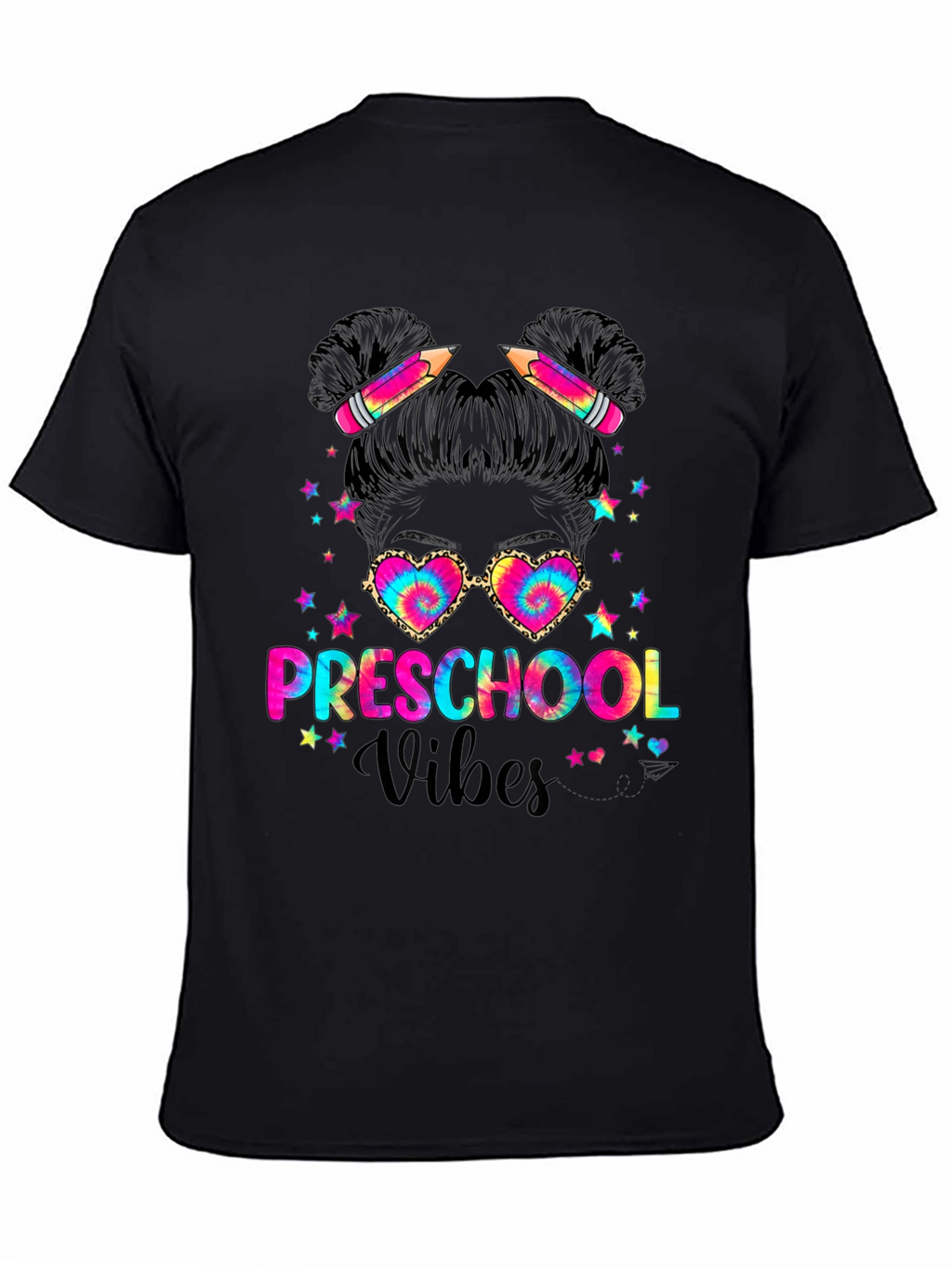 Preschool Vibes Messy Bun T-Shirt Teacher Gift