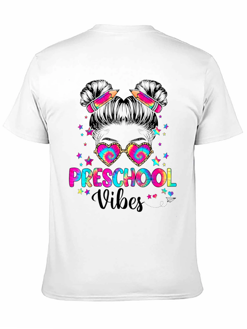Preschool Vibes Messy Bun T-Shirt Teacher Gift