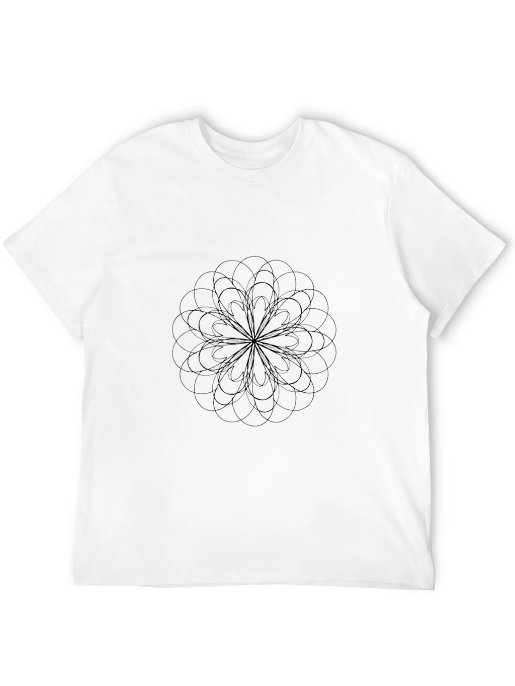 Abstract Geometric Flower Graphic Black T-Shirt