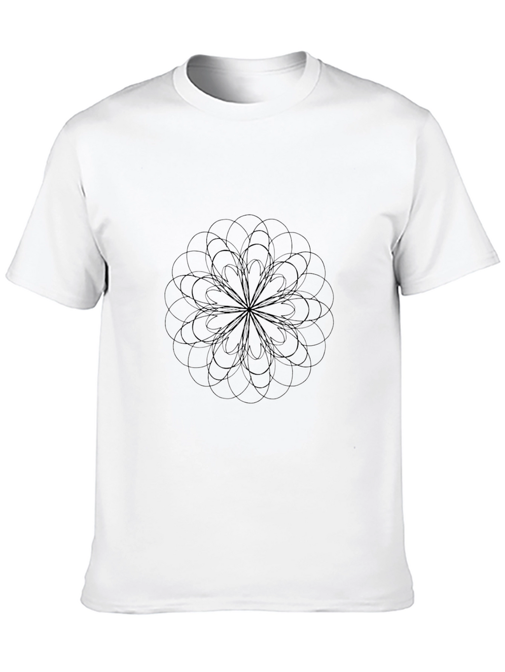 Abstract Geometric Flower Graphic Black T-Shirt