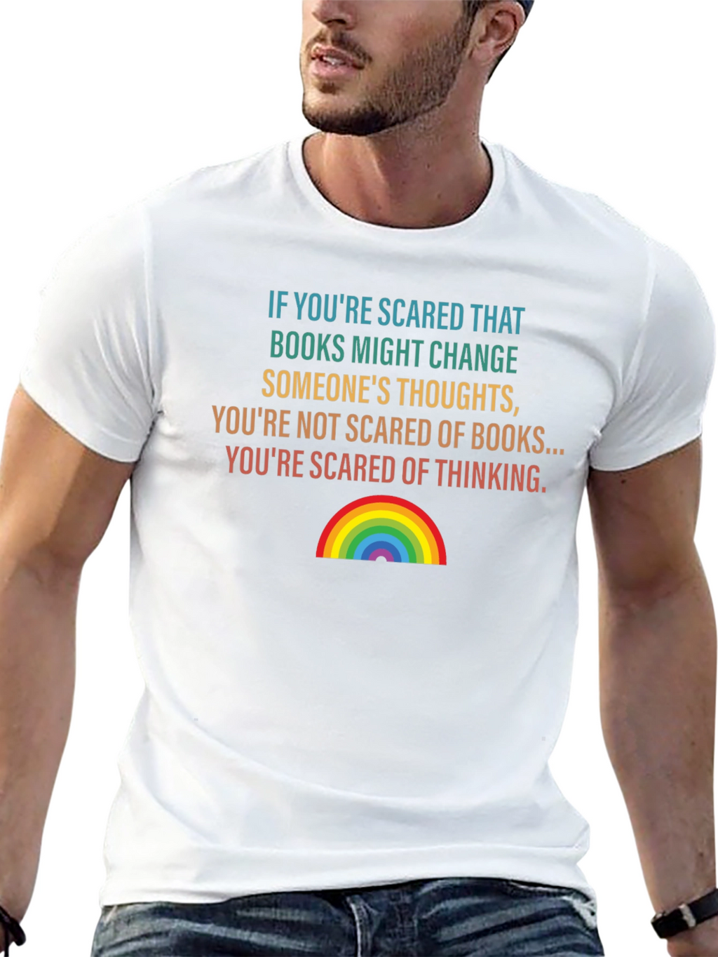 Scared of Thinking Graphic Tee - Book Lover Shirt