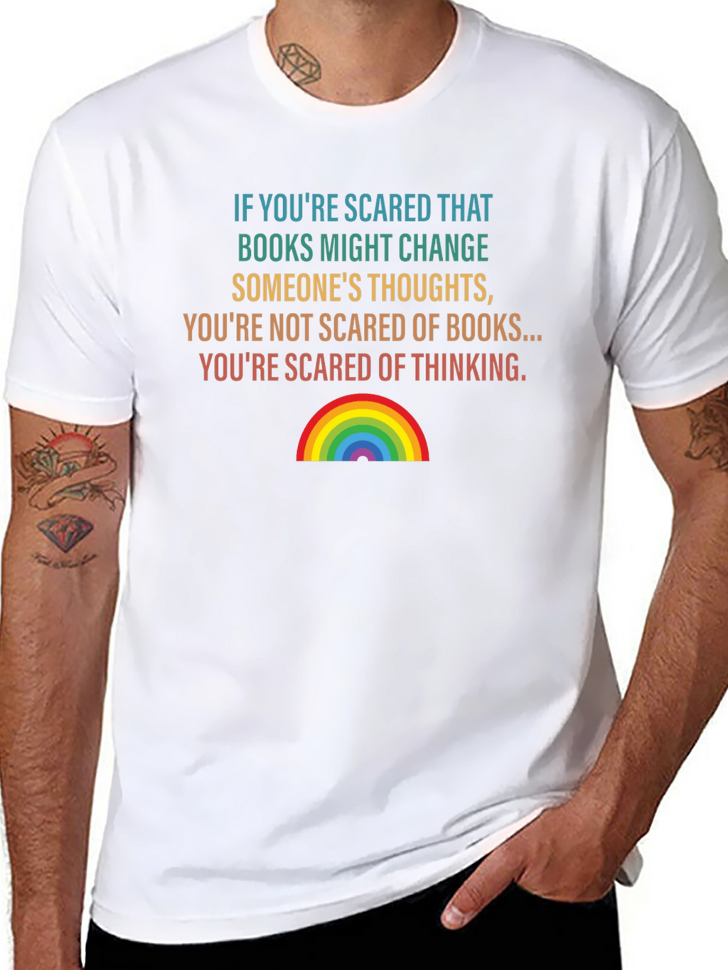 Scared of Thinking Graphic Tee - Book Lover Shirt