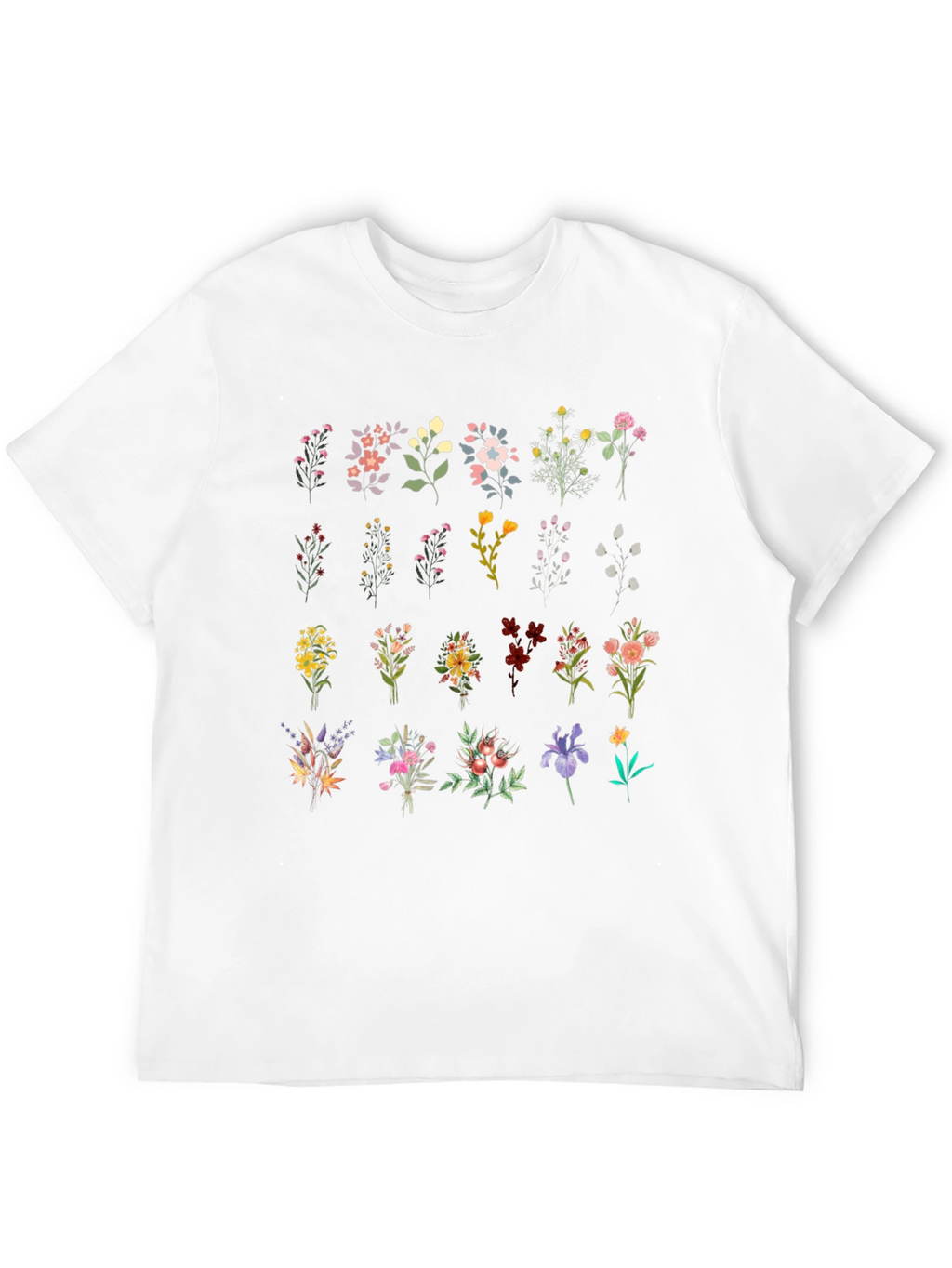 Floral Bouquet Print Black T-Shirt