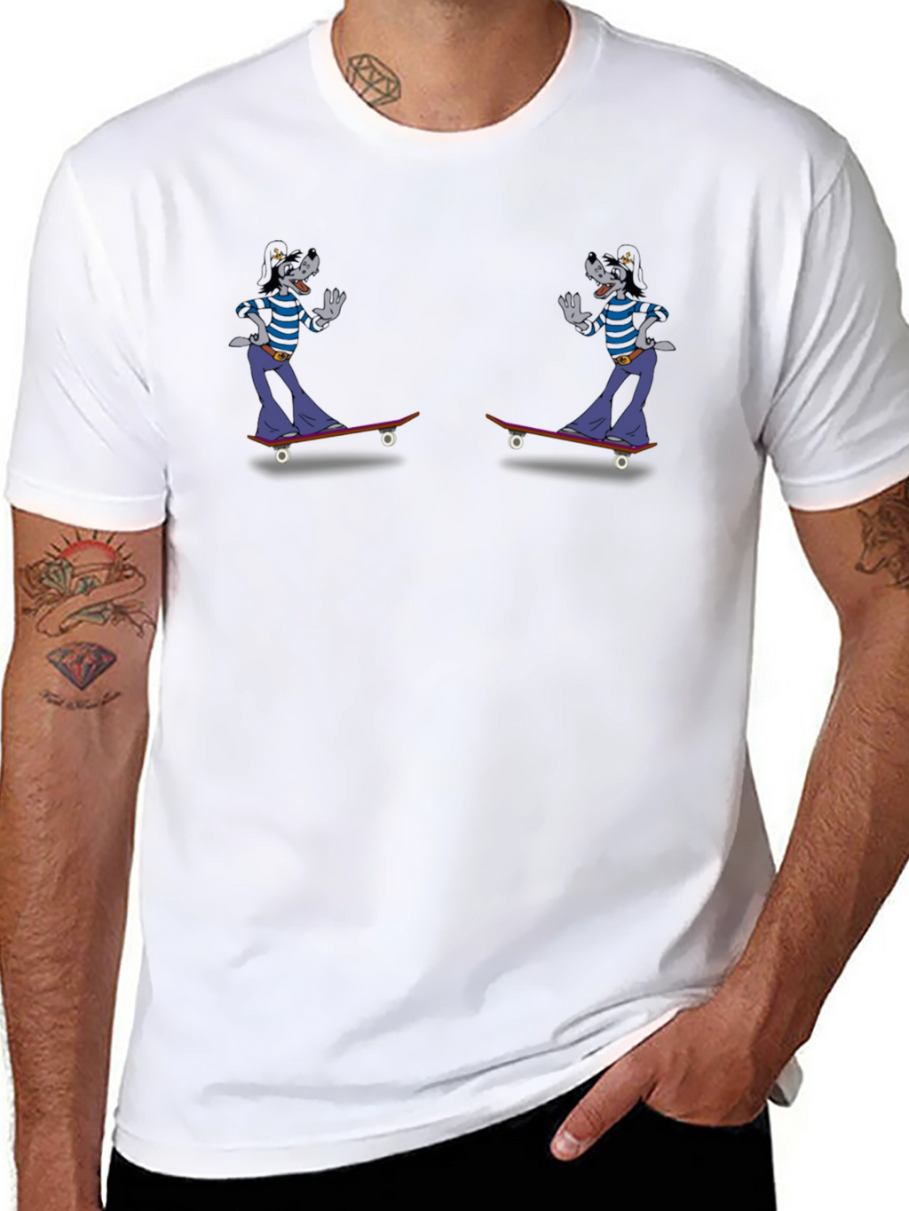Skateboarding Cartoon Character Graphic Tee