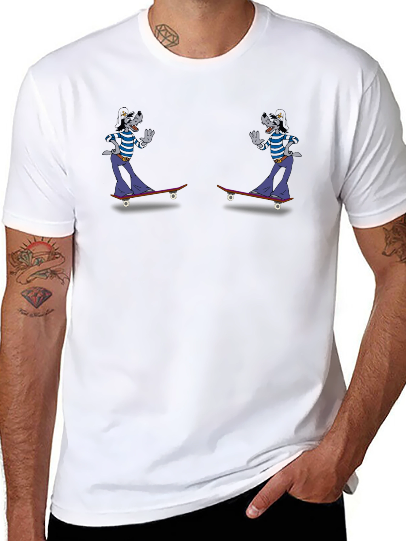 Skateboarding Cartoon Character Graphic Tee