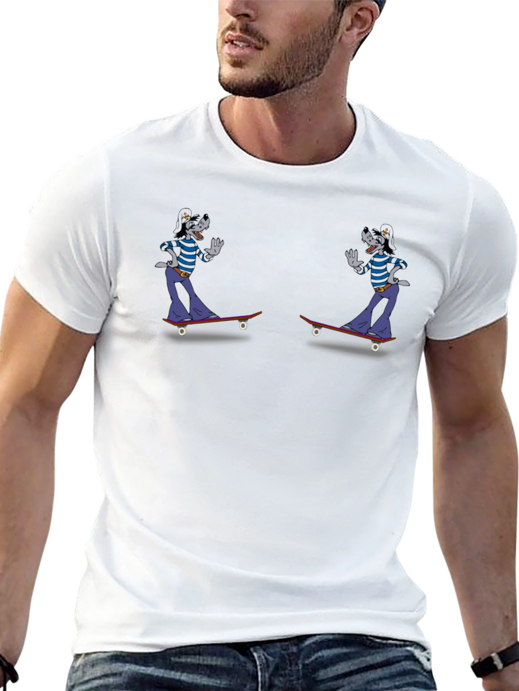 Skateboarding Cartoon Character Graphic Tee