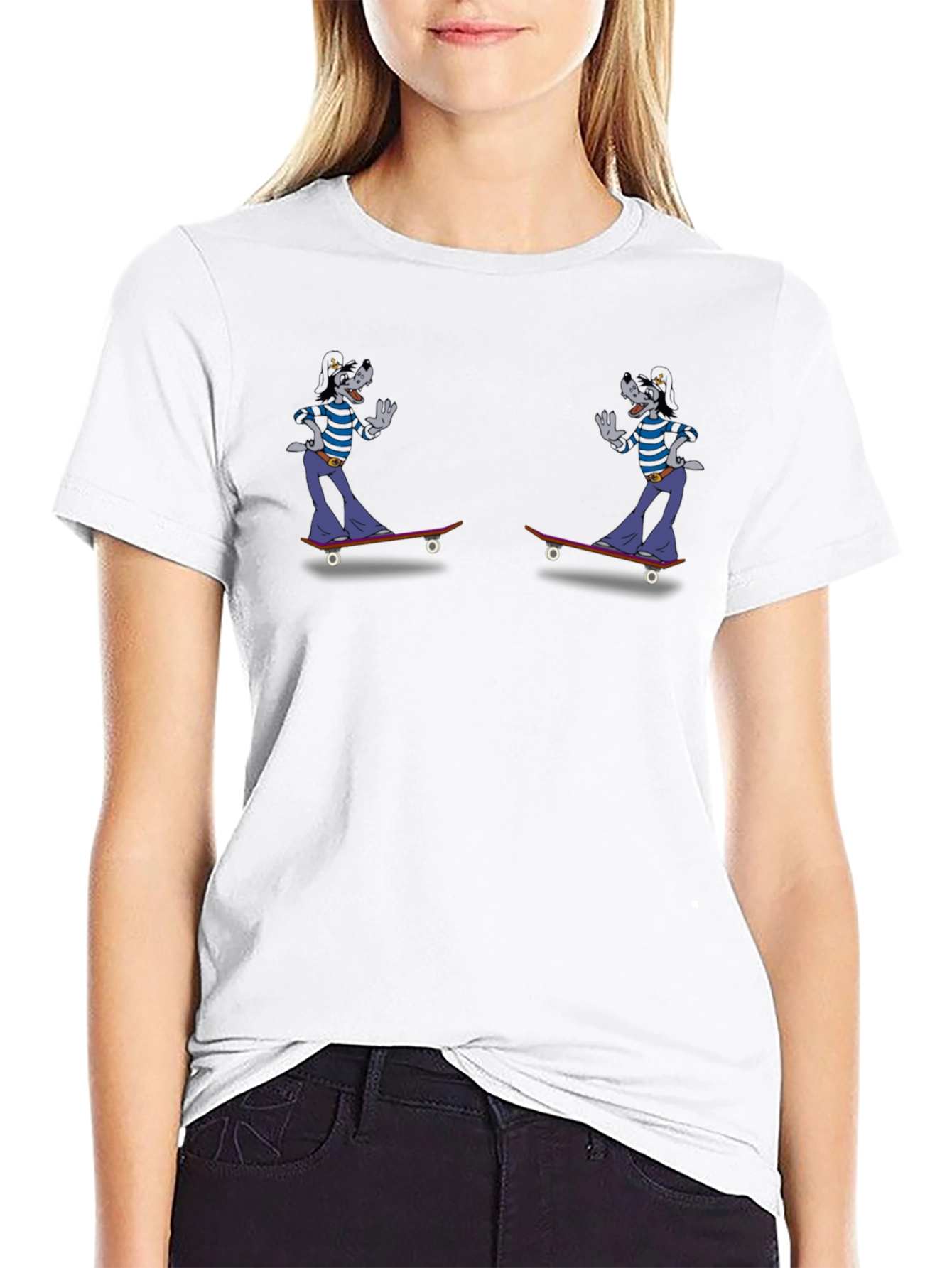 Skateboarding Cartoon Character Graphic Tee