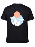 Whimsical Bunny Balloon Graphic Tee