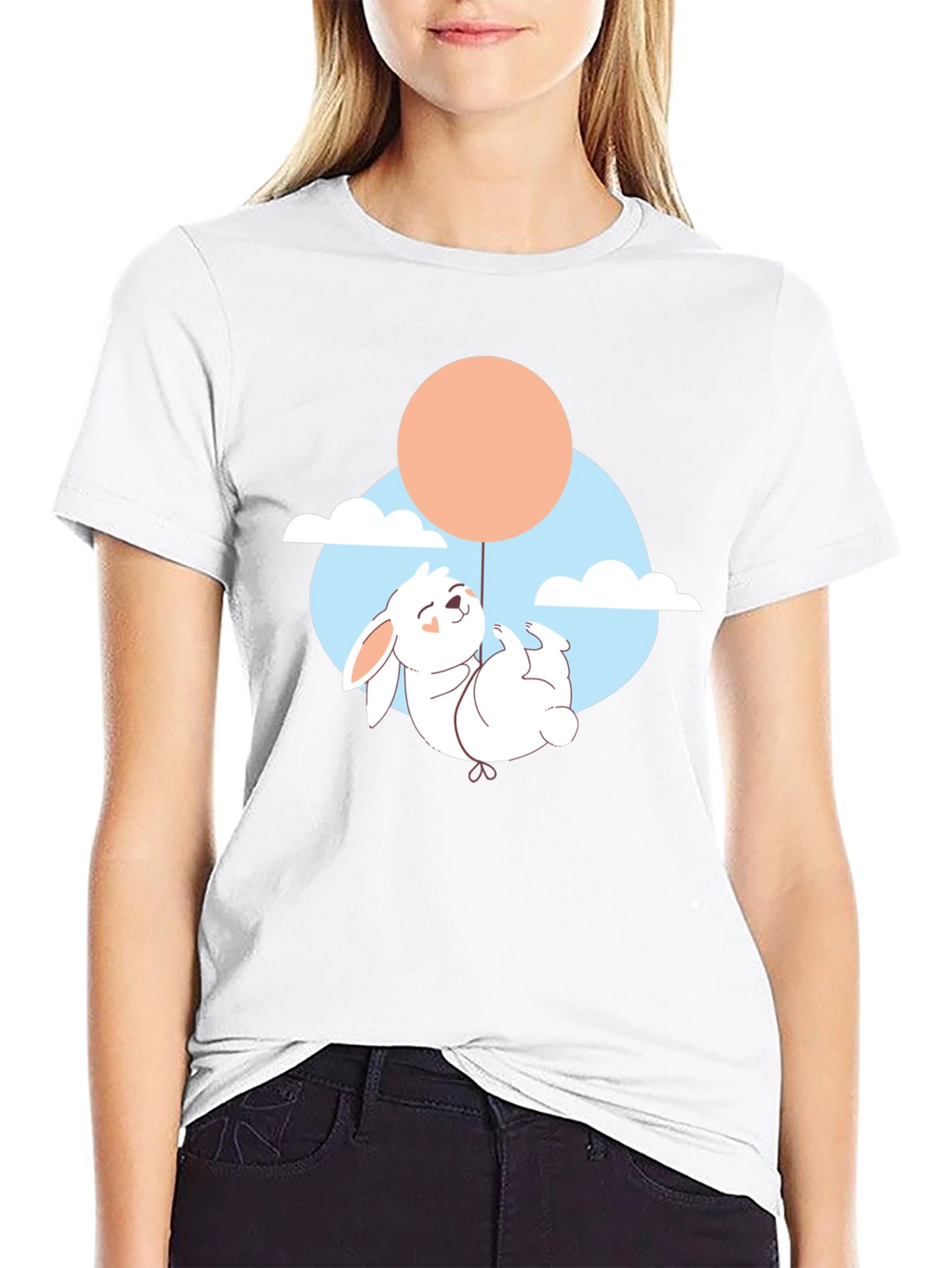Whimsical Bunny Balloon Graphic Tee