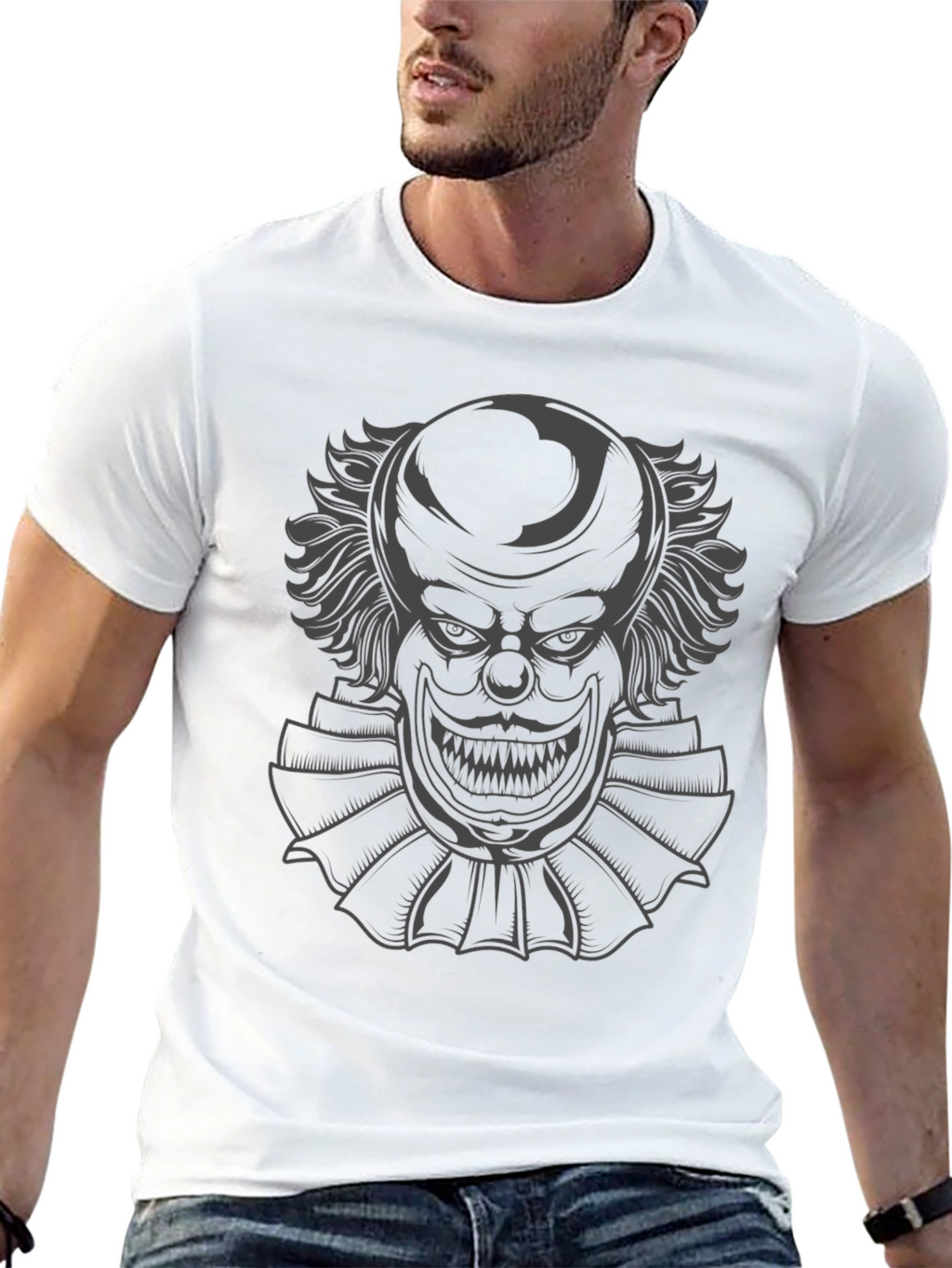 Mens Black T-Shirt with Clown Graphic