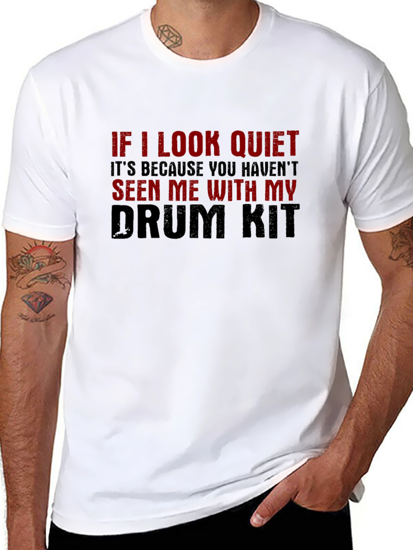 Drum Kit Humor Tee - If I Look Quiet