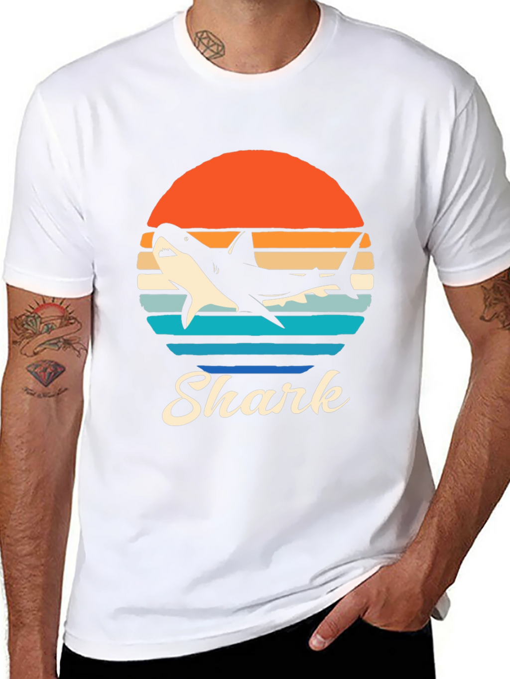 Retro Shark Graphic T-Shirt - Black
