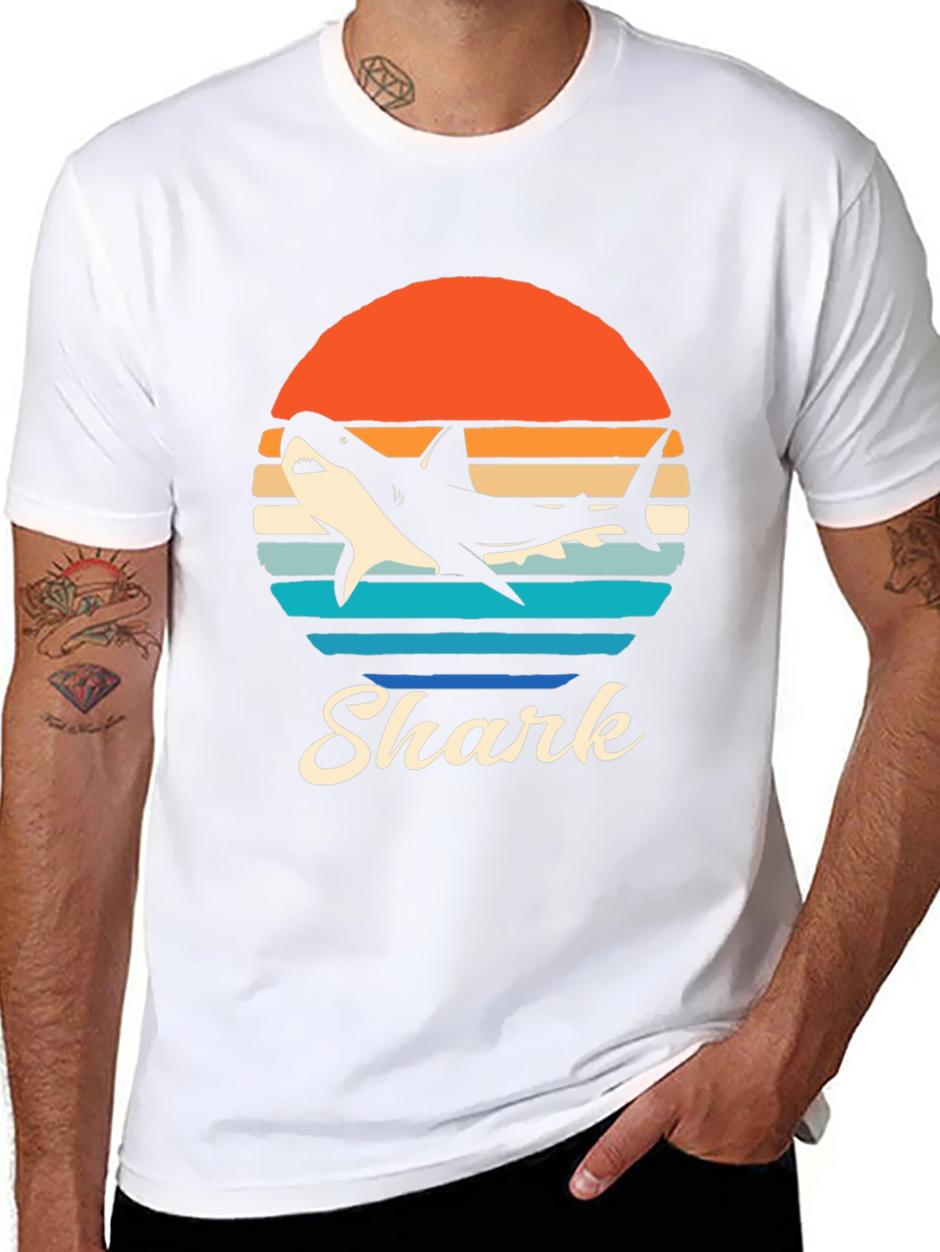 Retro Shark Graphic T-Shirt - Black