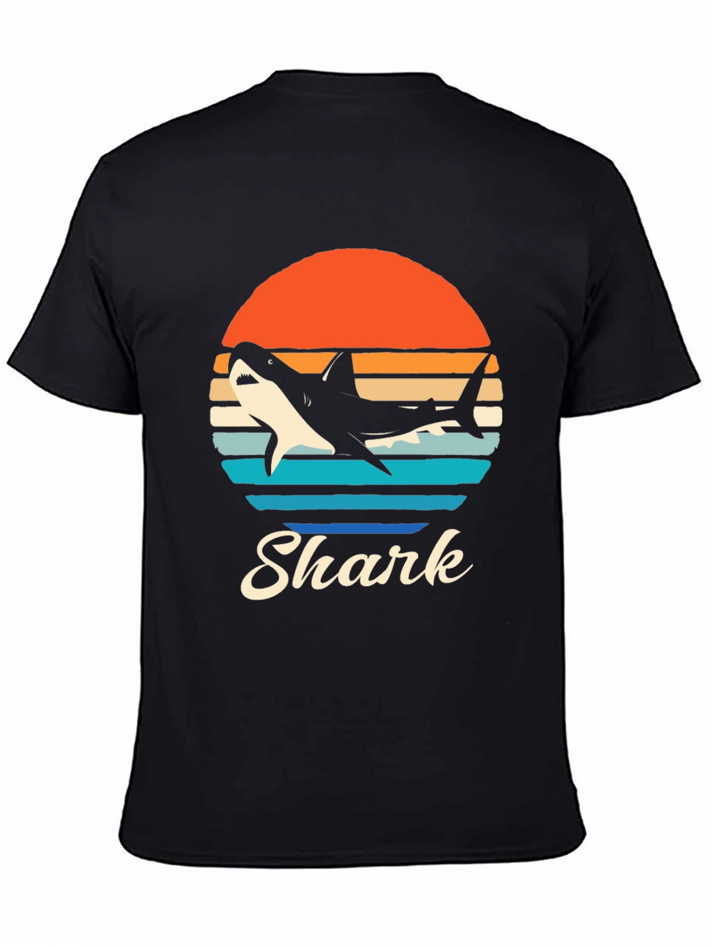 Retro Shark Graphic T-Shirt - Black
