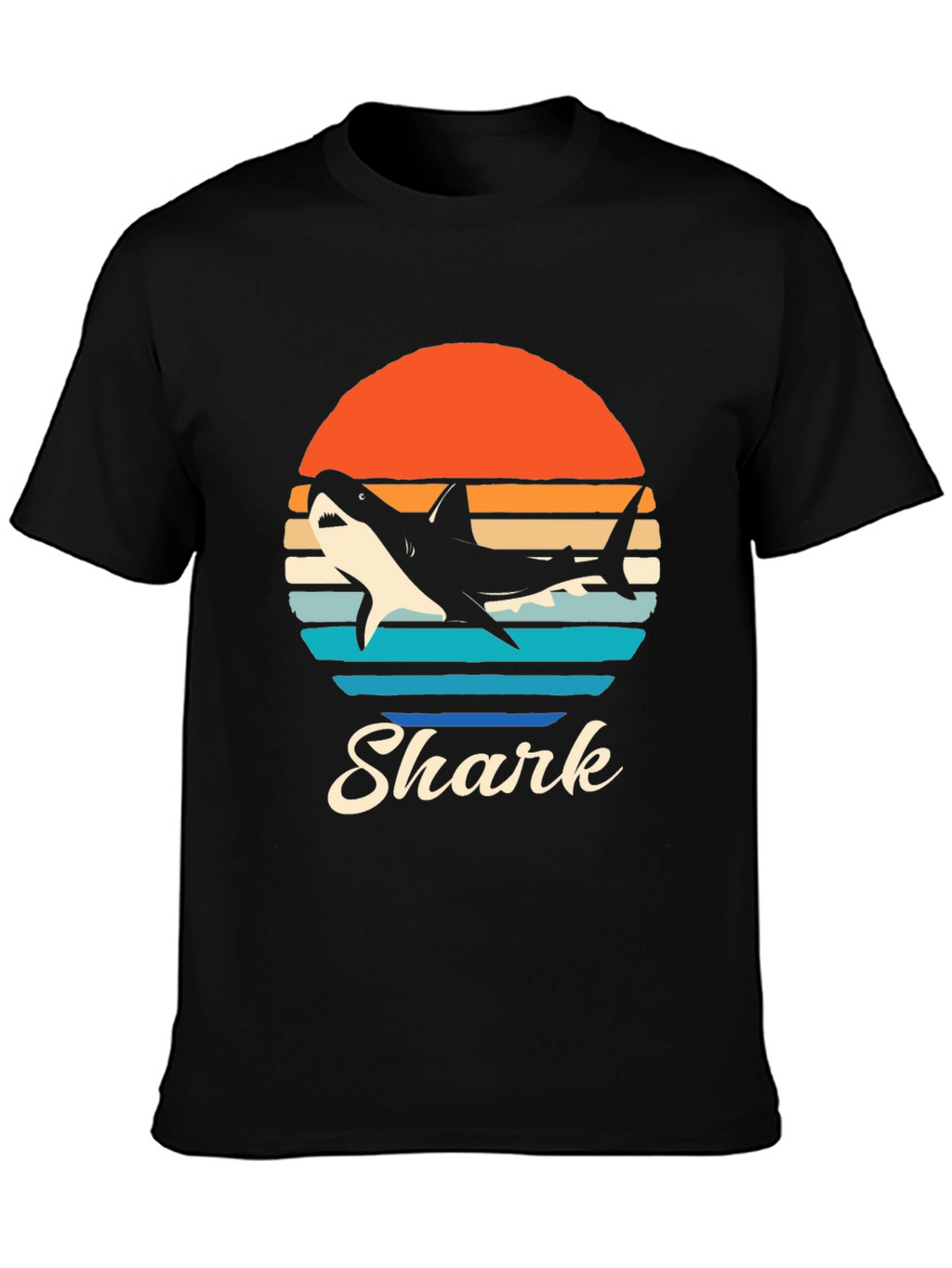 Retro Shark Graphic T-Shirt - Black