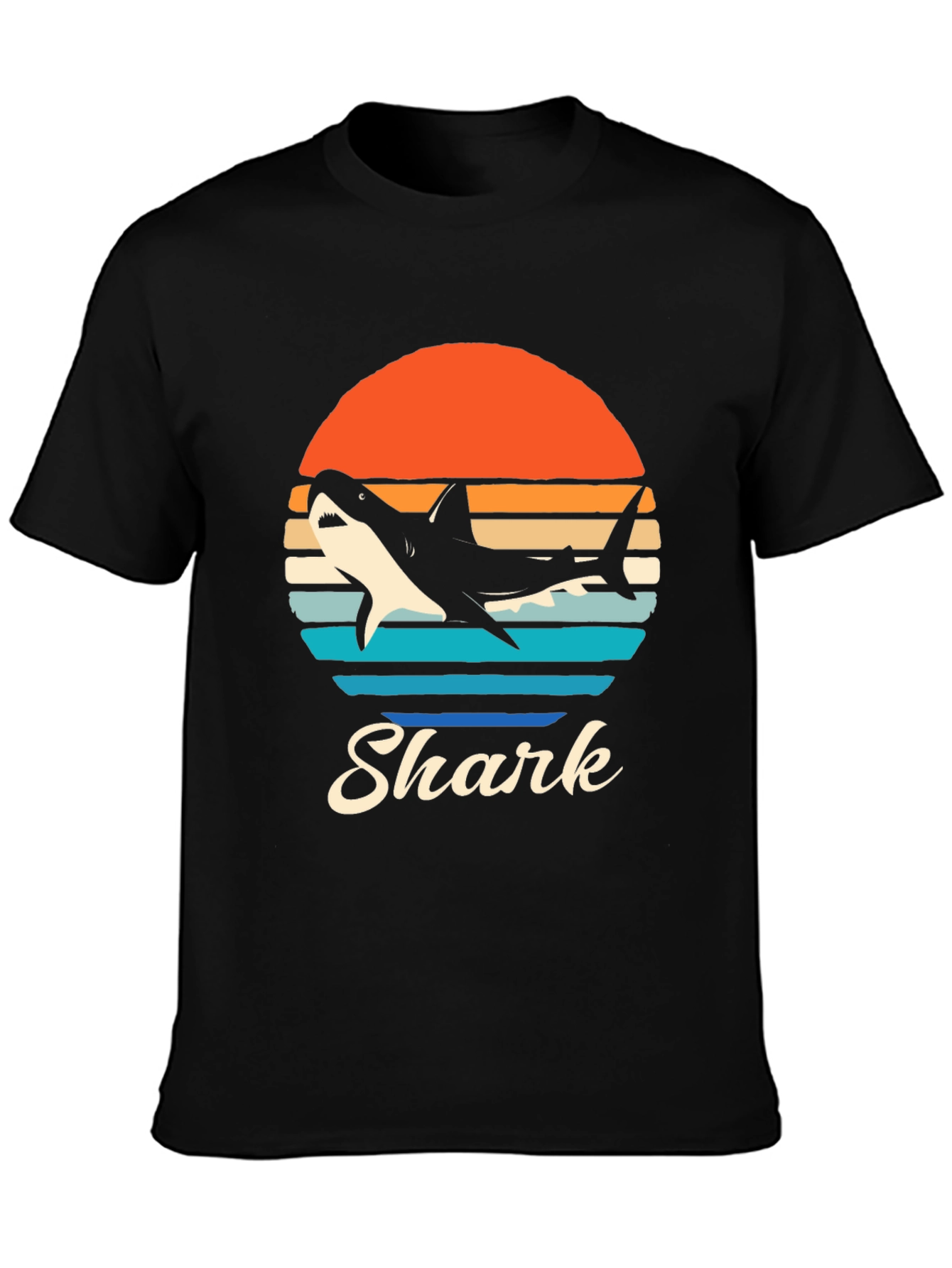 Retro Shark Graphic T-Shirt - Black