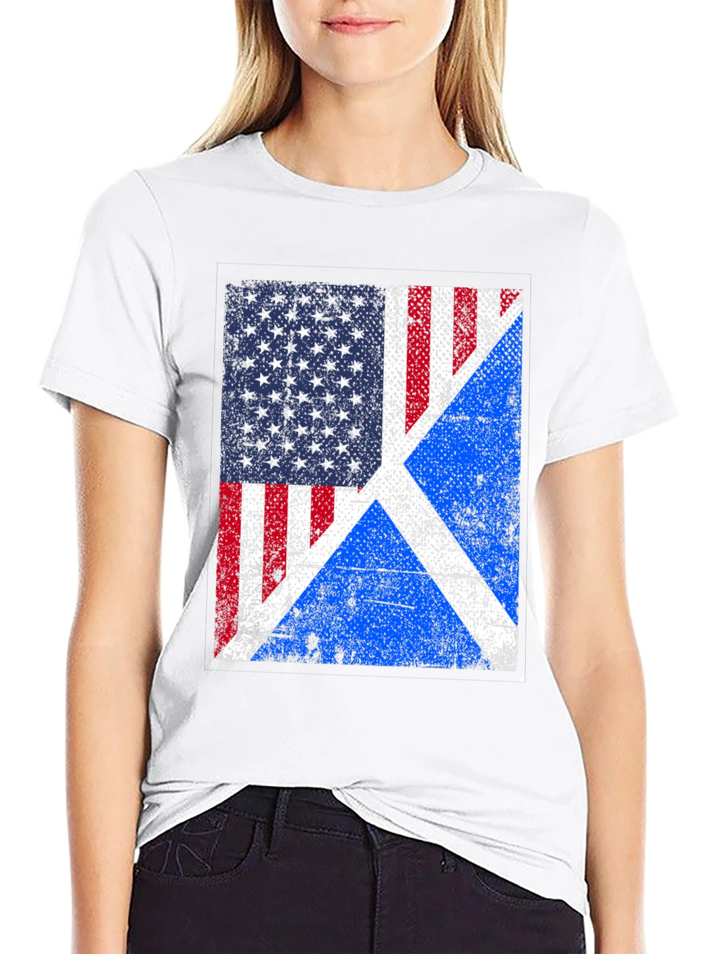 USA Scotland Flag Graphic T-Shirt
