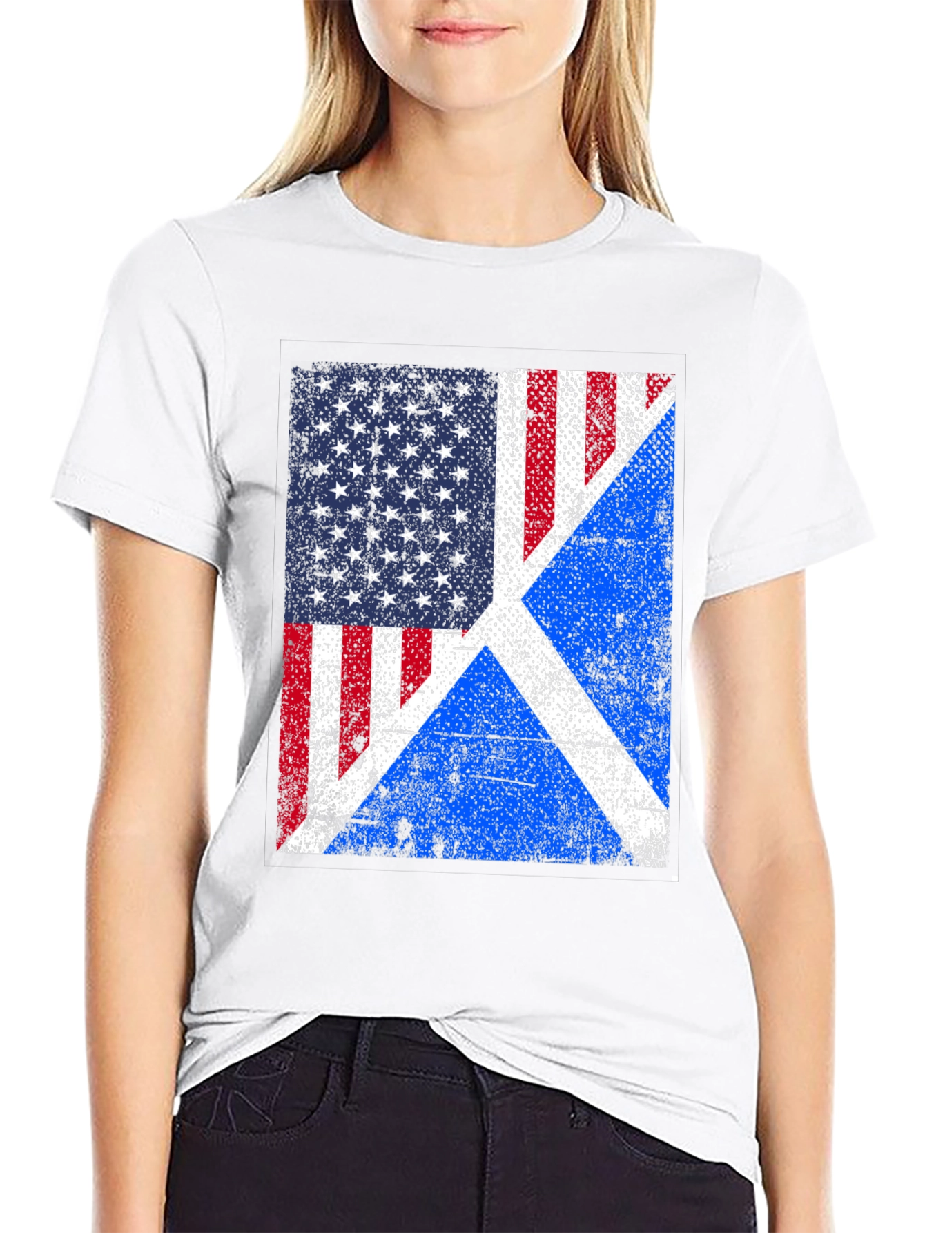 USA Scotland Flag Graphic T-Shirt