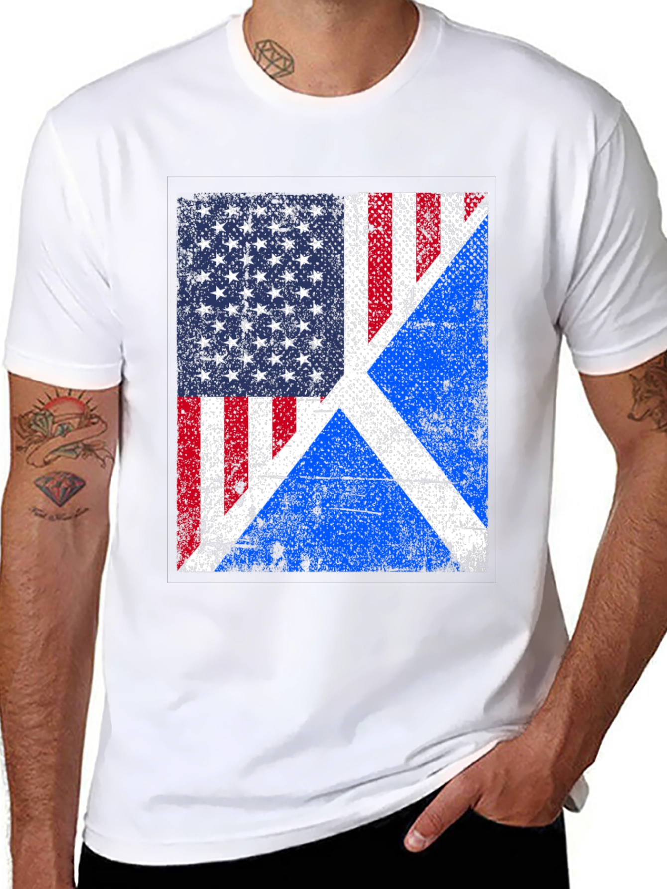 USA Scotland Flag Graphic T-Shirt