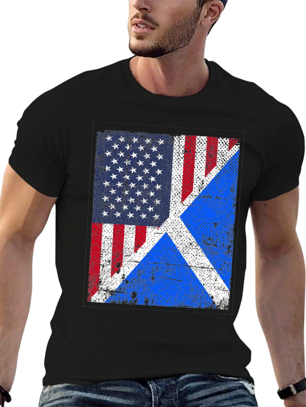 USA Scotland Flag Graphic T-Shirt