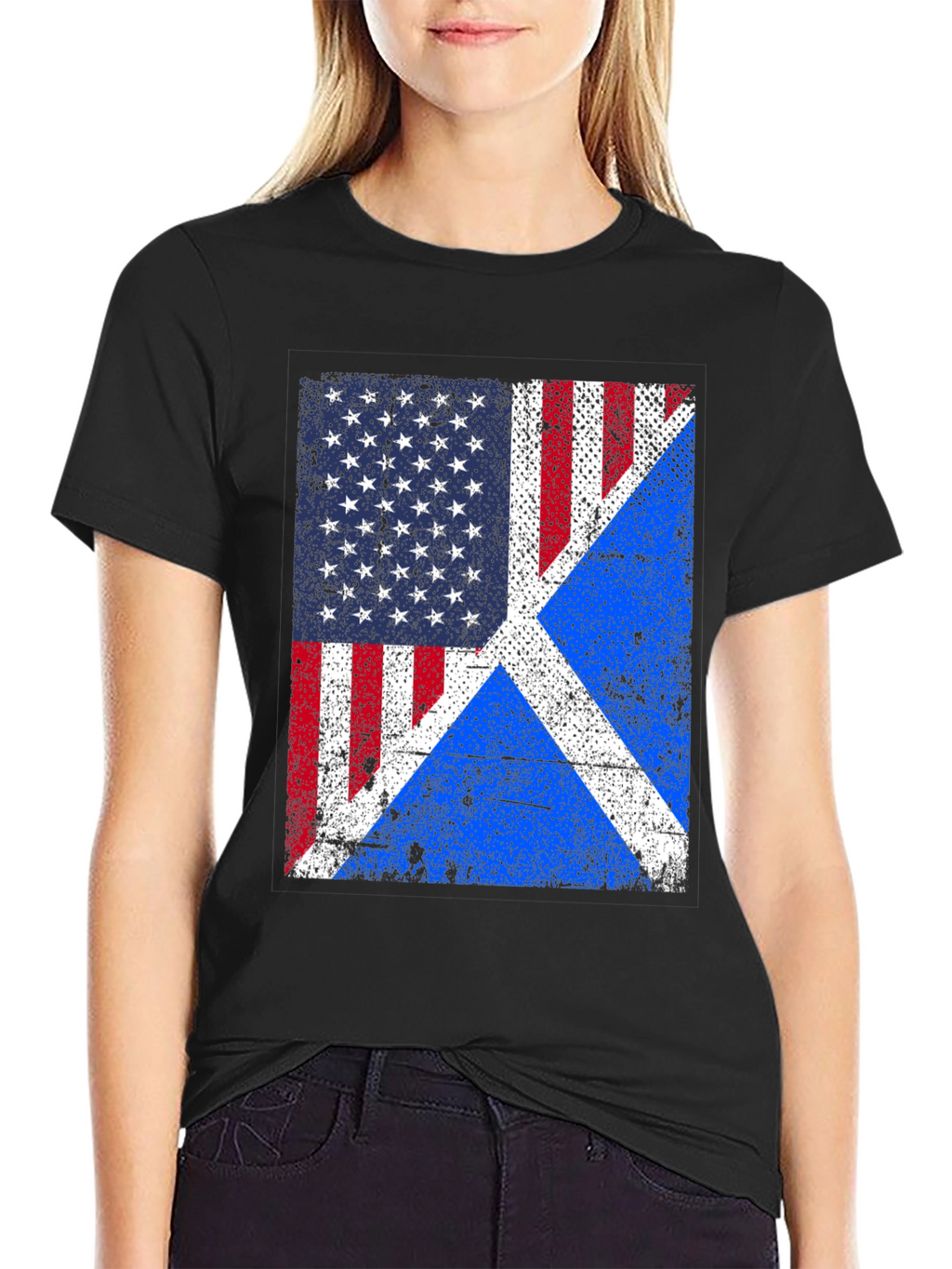 USA Scotland Flag Graphic T-Shirt