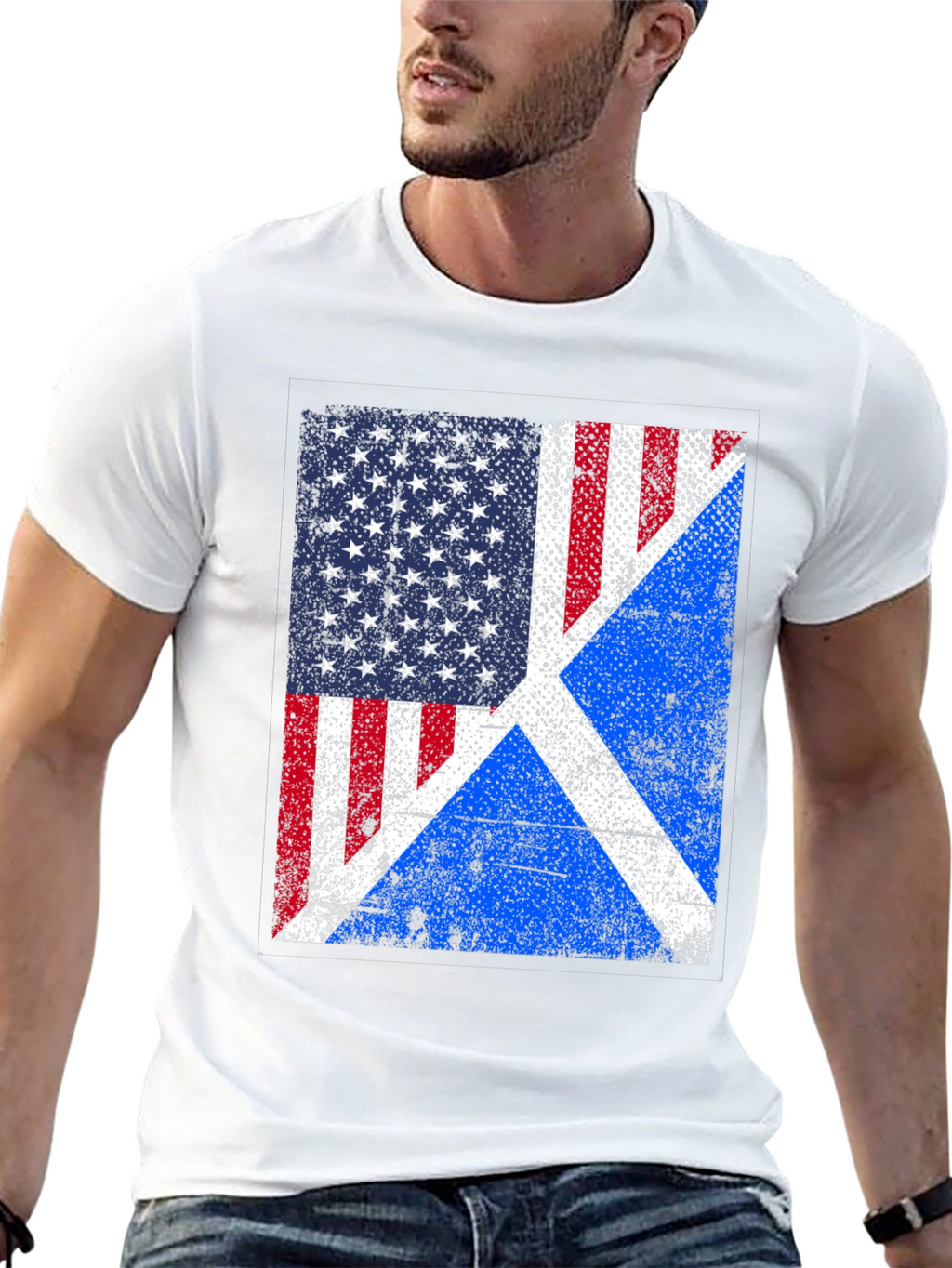 USA Scotland Flag Graphic T-Shirt