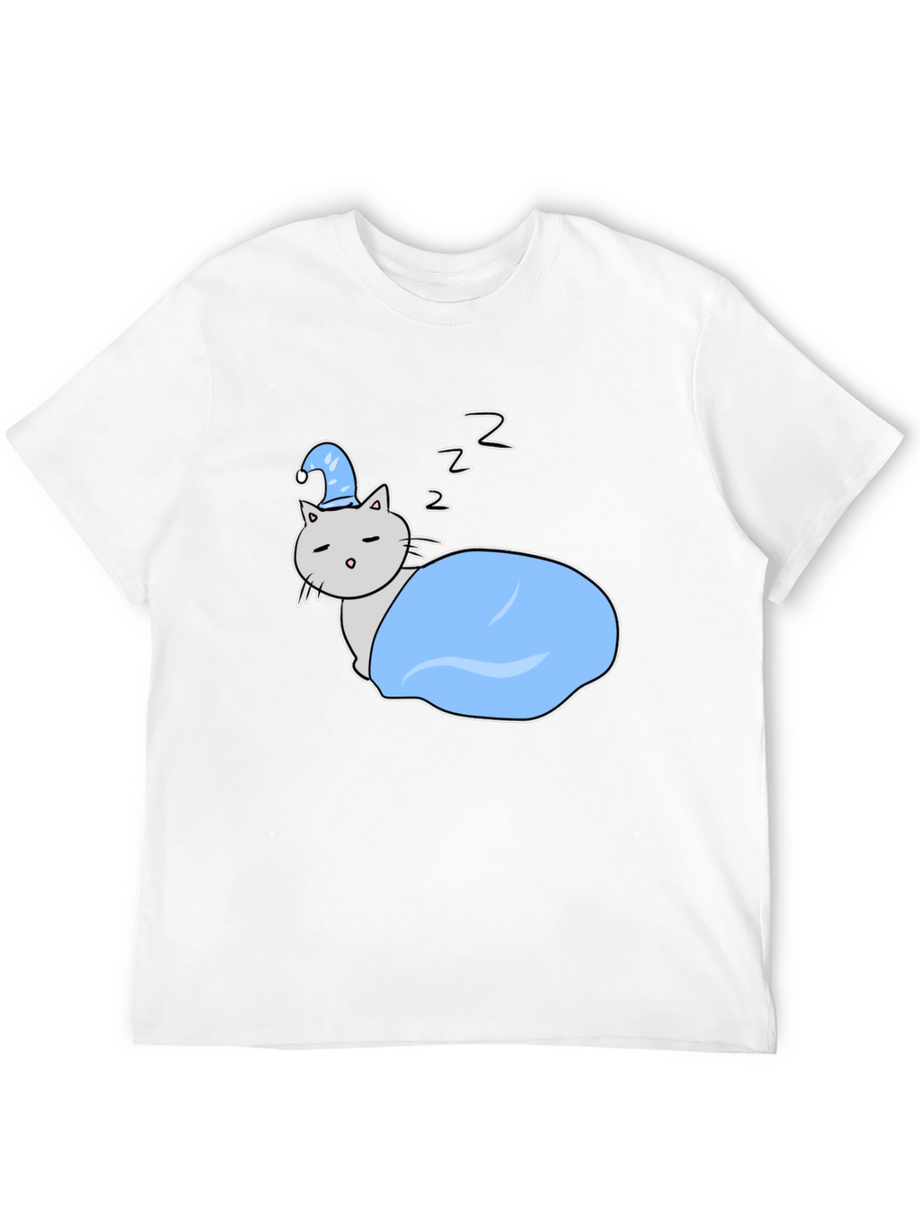 Cute Sleeping Cat Tee - Cartoon Style Shirt