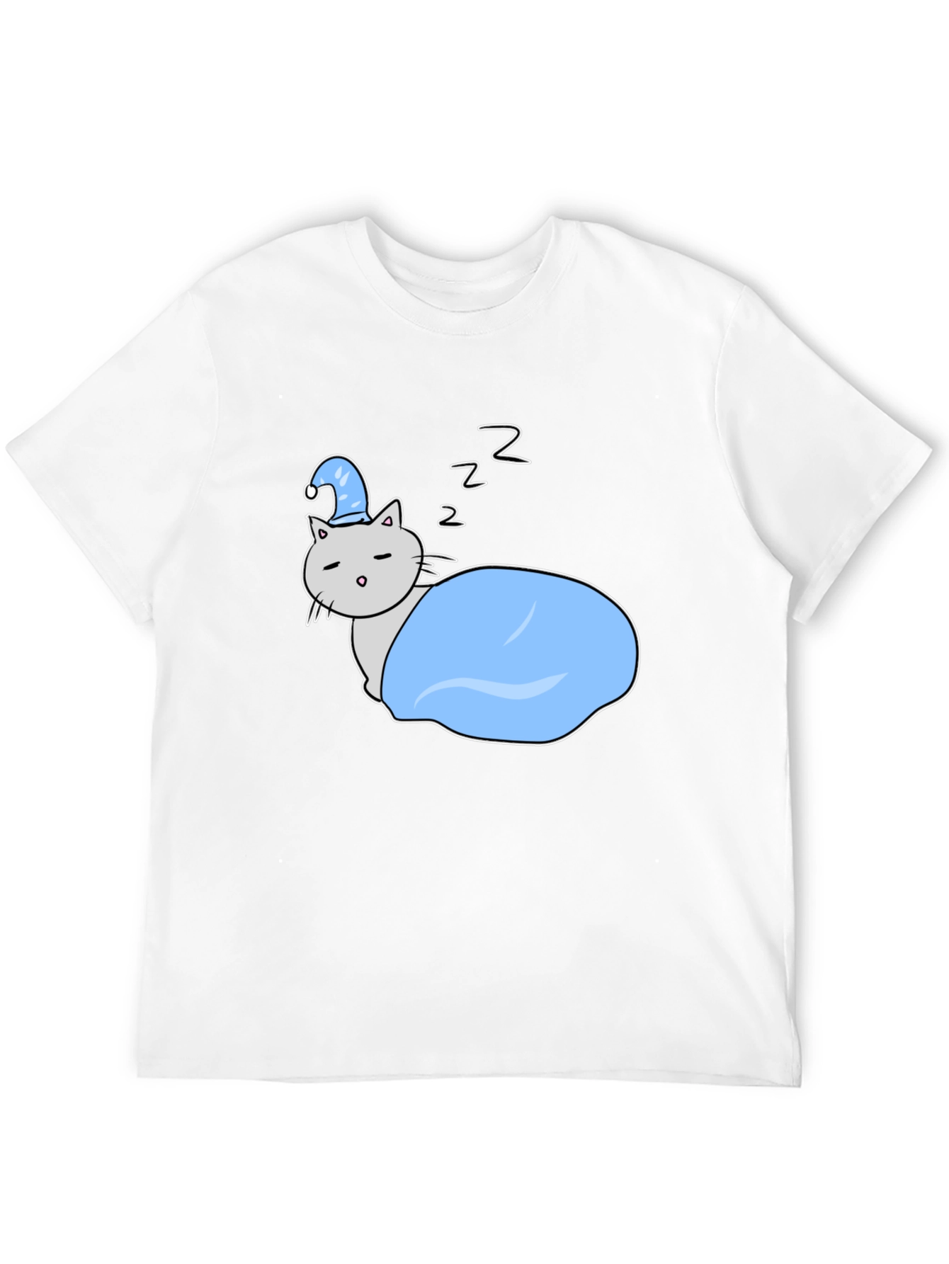 Cute Sleeping Cat Tee - Cartoon Style Shirt