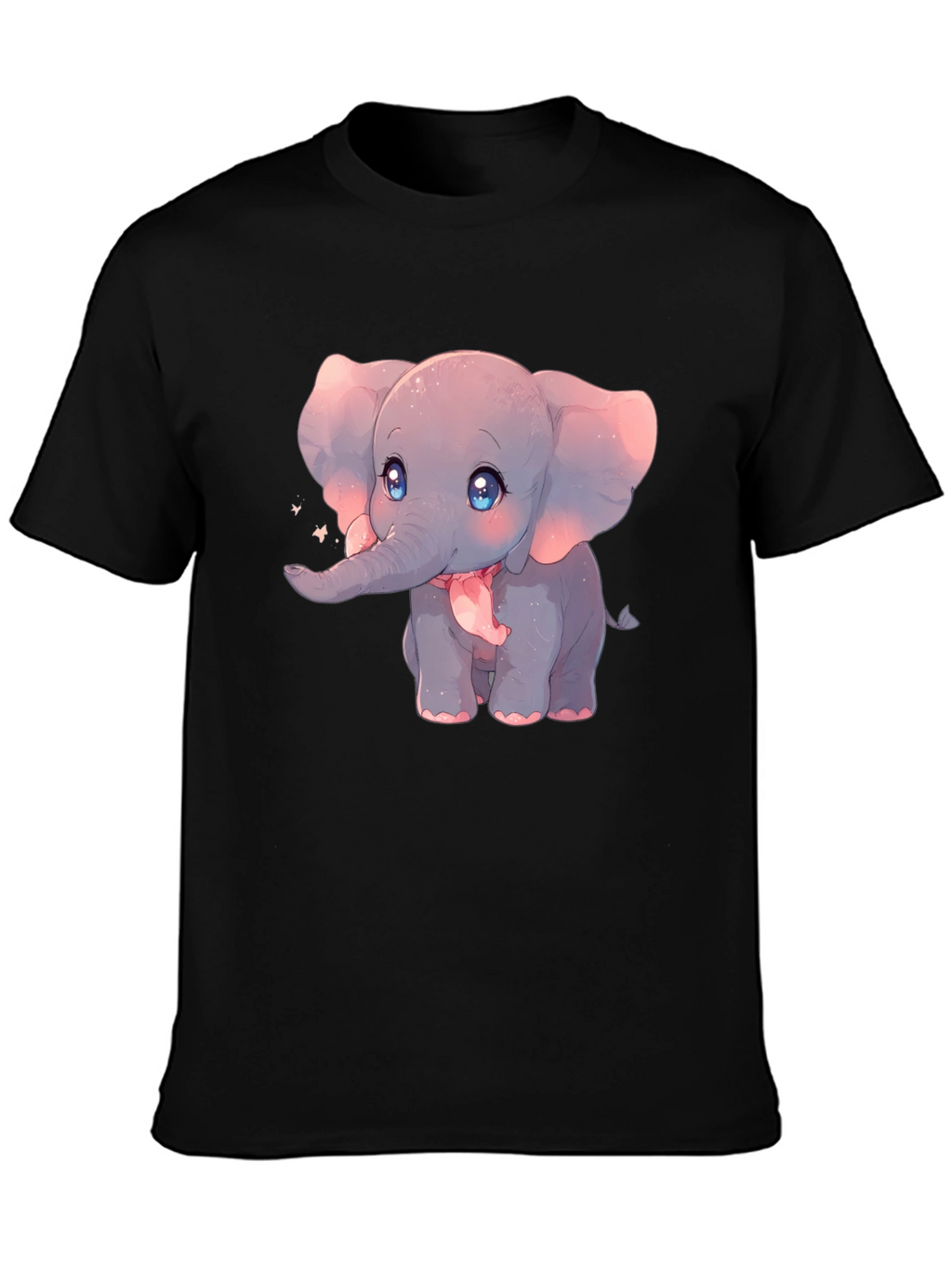 Cute Elephant Graphic Black T-Shirt
