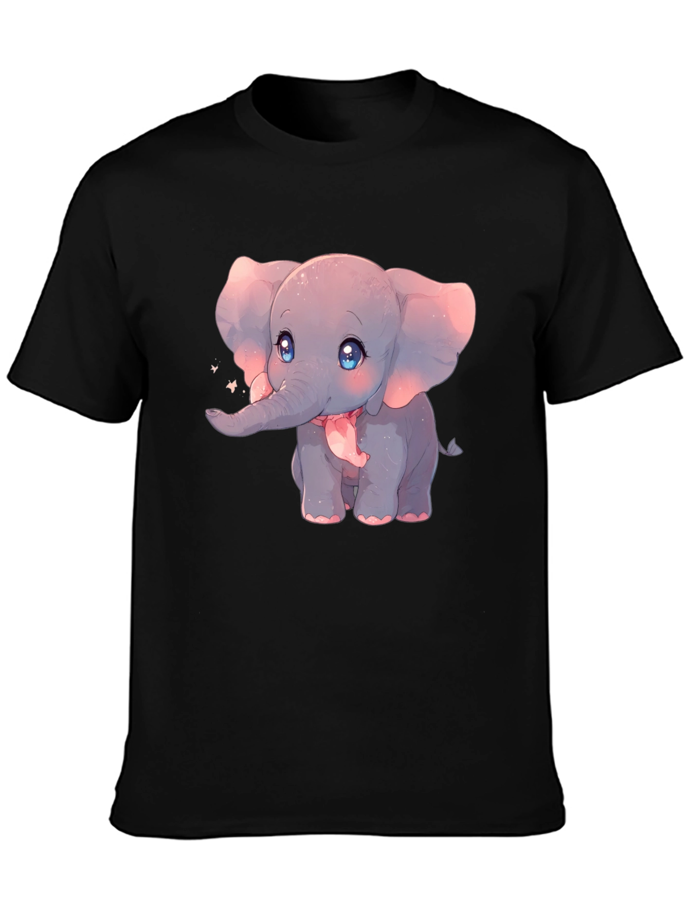 Cute Elephant Graphic Black T-Shirt