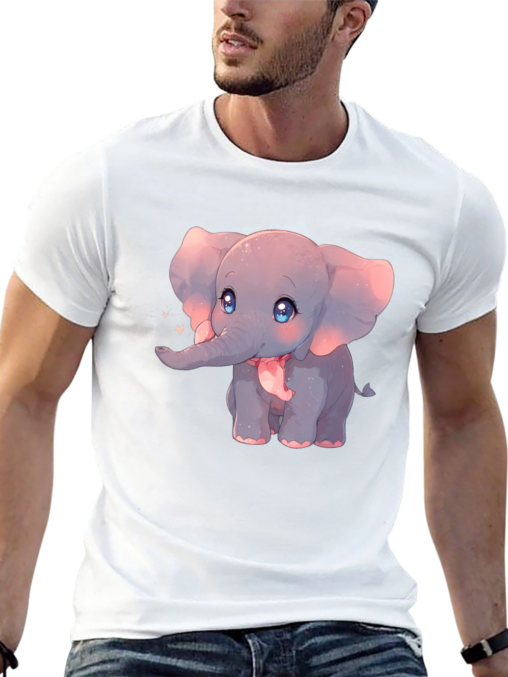Cute Elephant Graphic Black T-Shirt