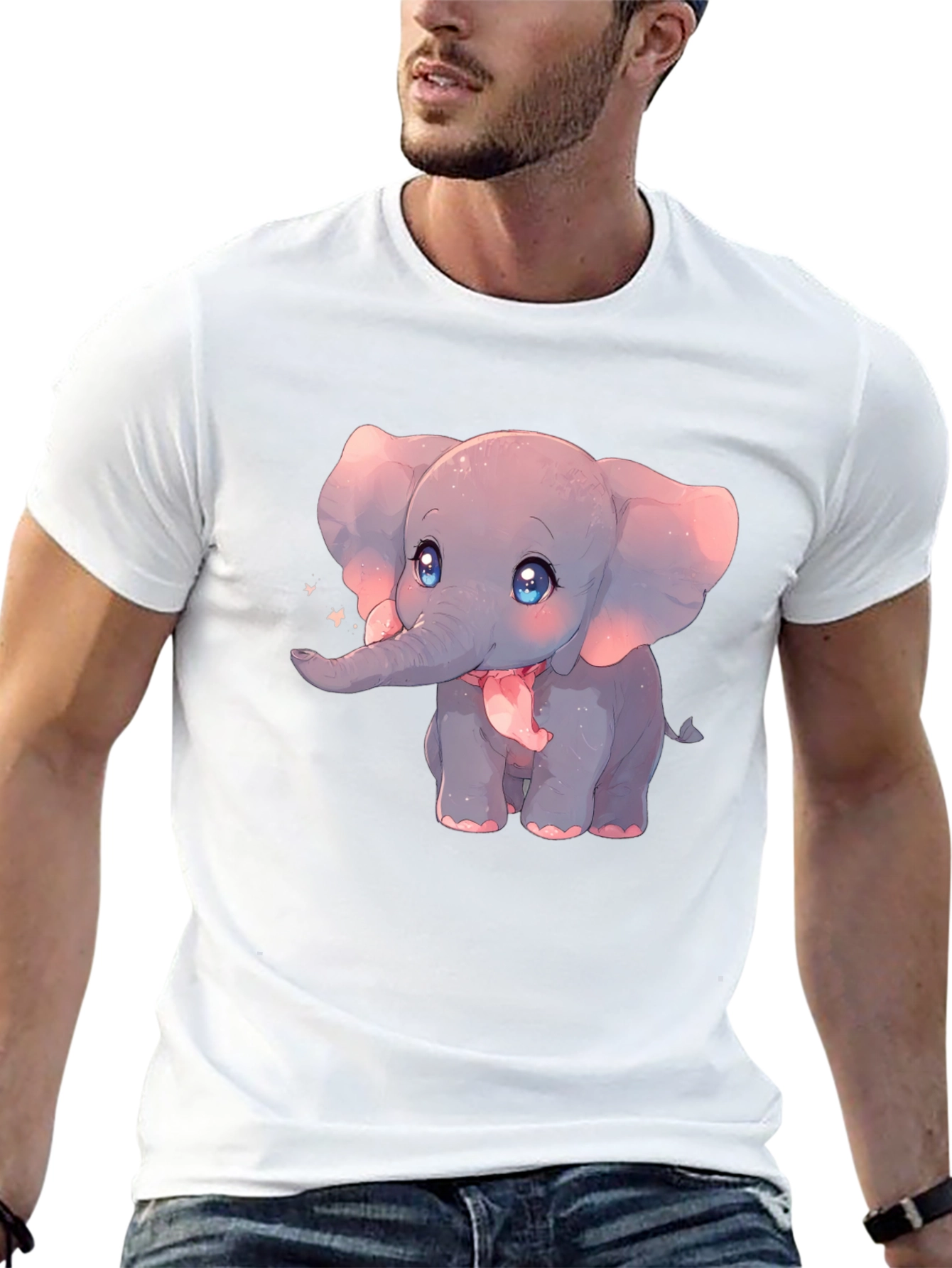 Cute Elephant Graphic Black T-Shirt