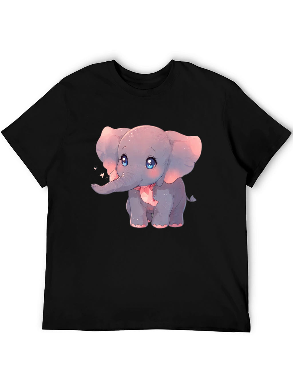 Cute Elephant Graphic Black T-Shirt