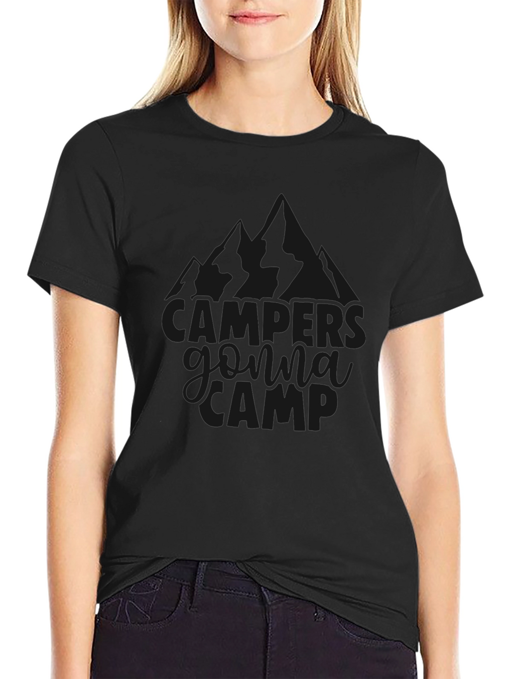 Campers Gonna Camp Black Graphic T-Shirt