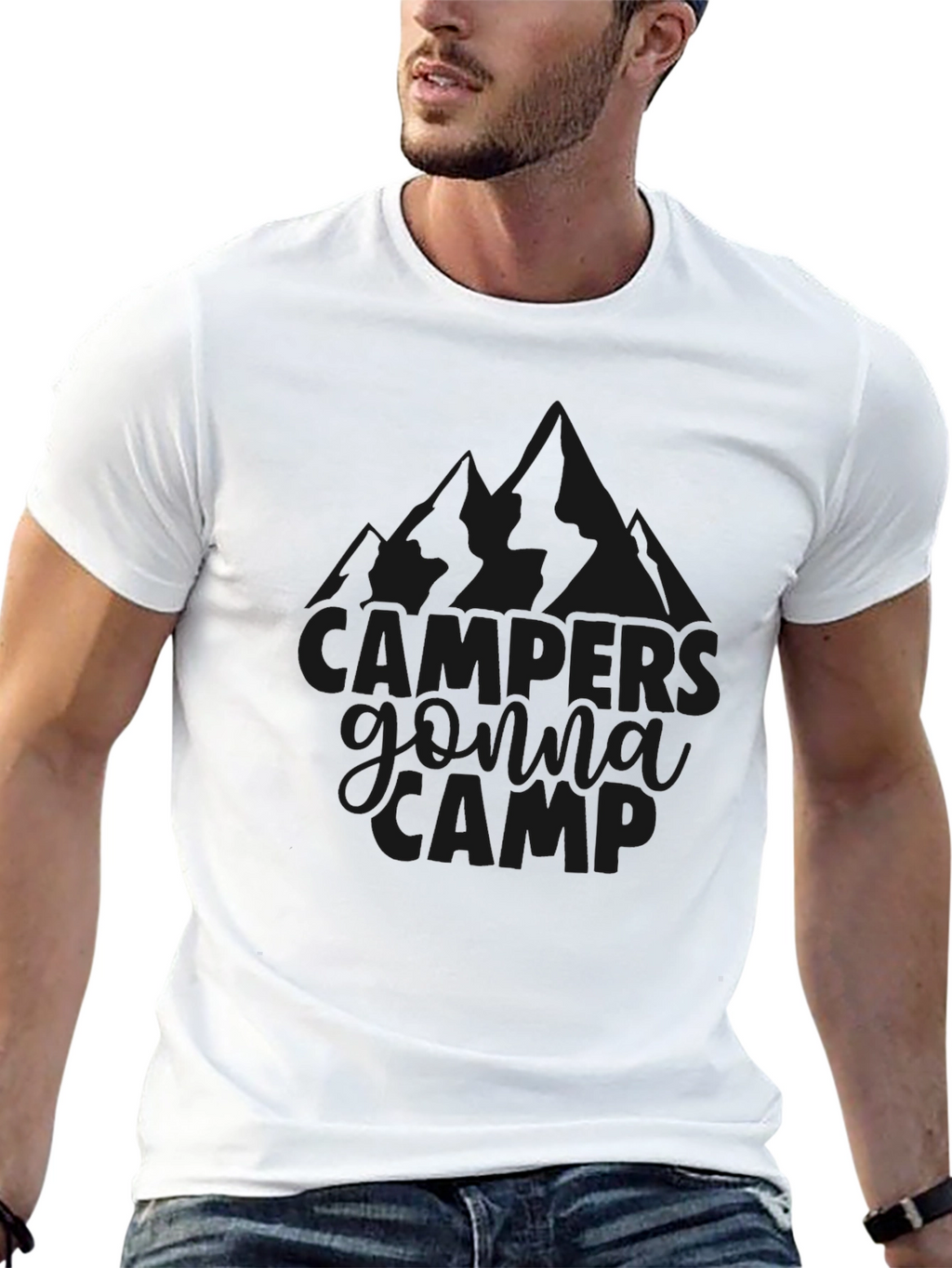 Campers Gonna Camp Black Graphic T-Shirt