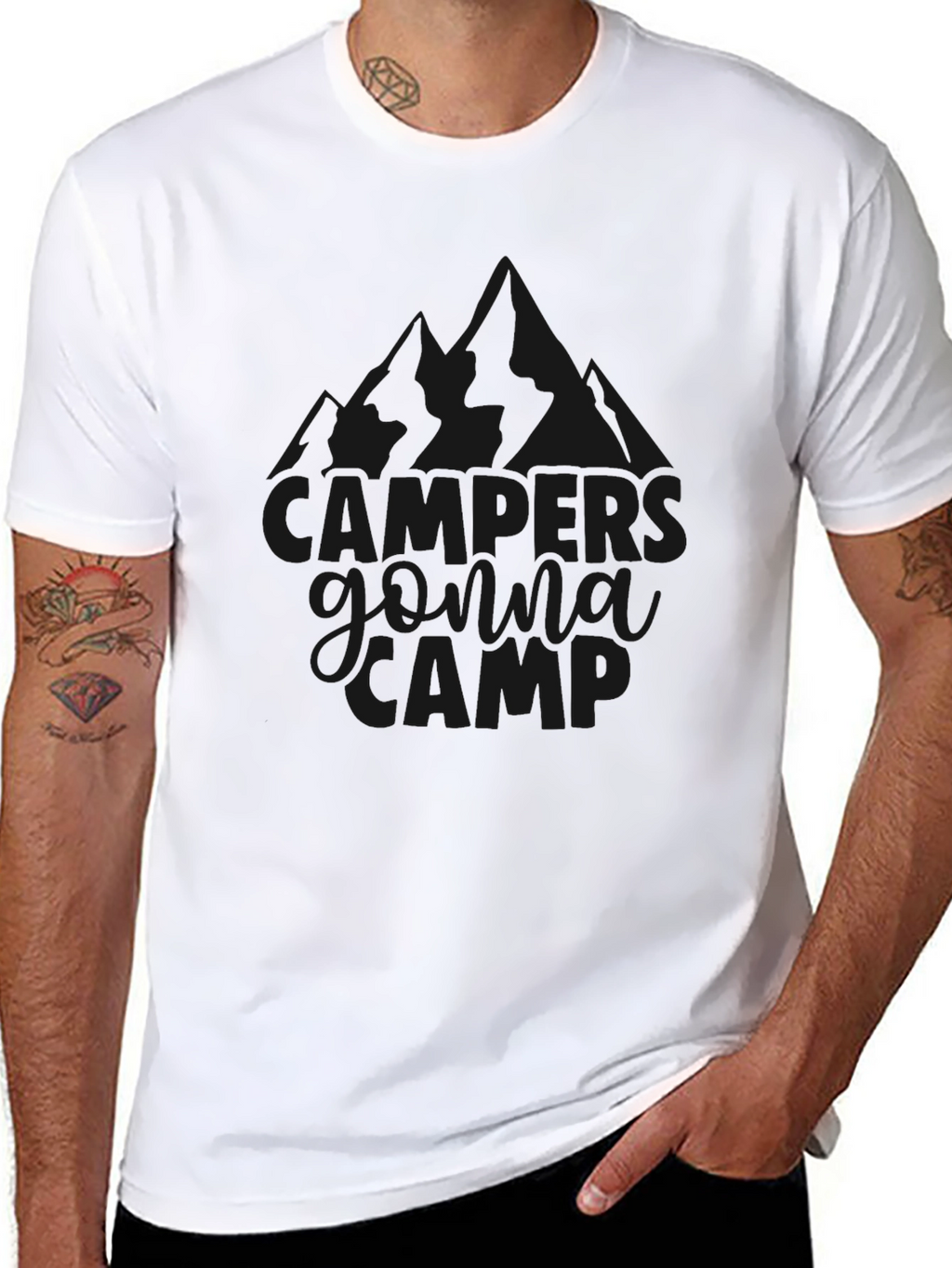 Campers Gonna Camp Black Graphic T-Shirt