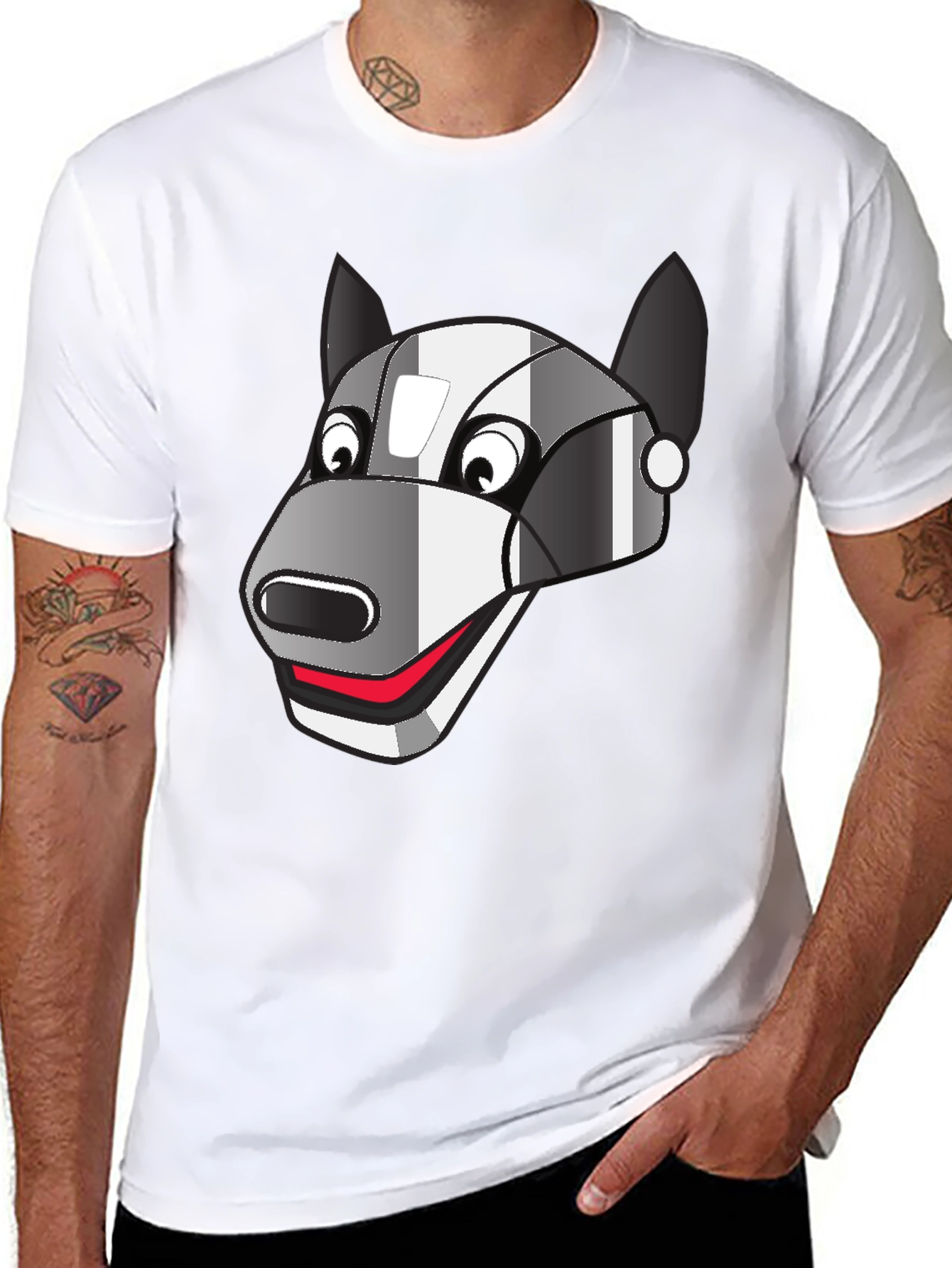 Robot Dog Graphic Tee - Black Cotton Blend