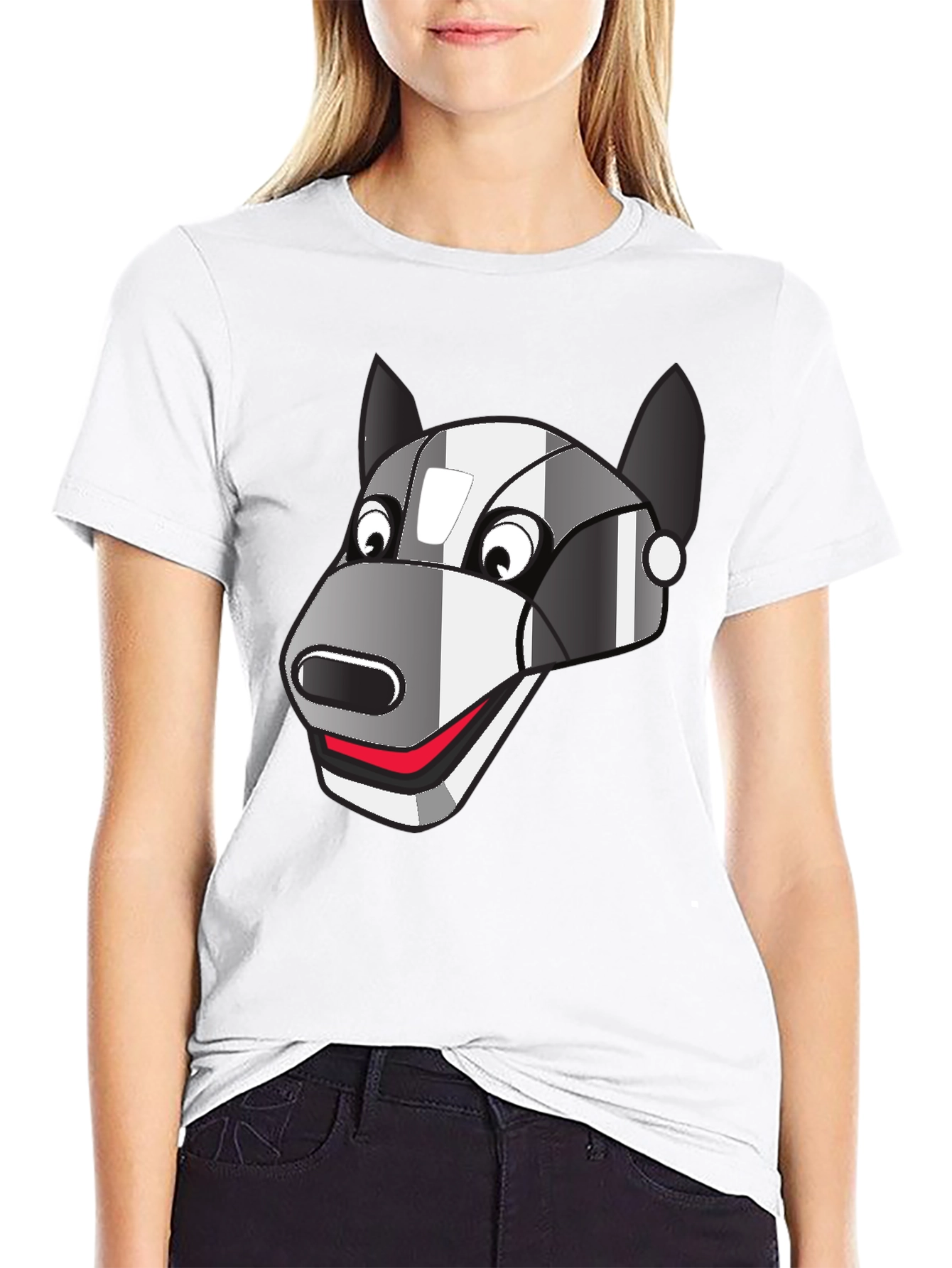 Robot Dog Graphic Tee - Black Cotton Blend