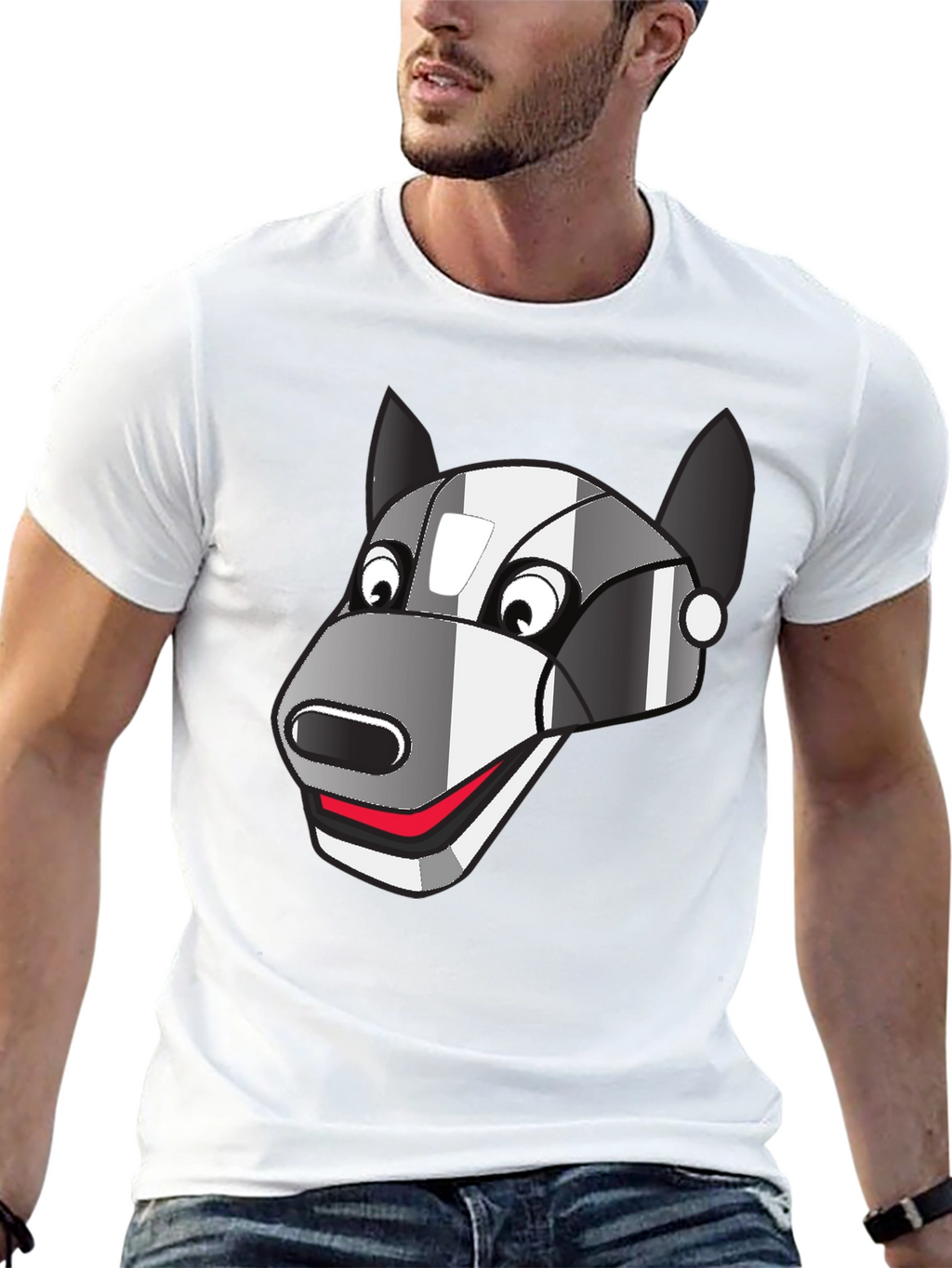 Robot Dog Graphic Tee - Black Cotton Blend