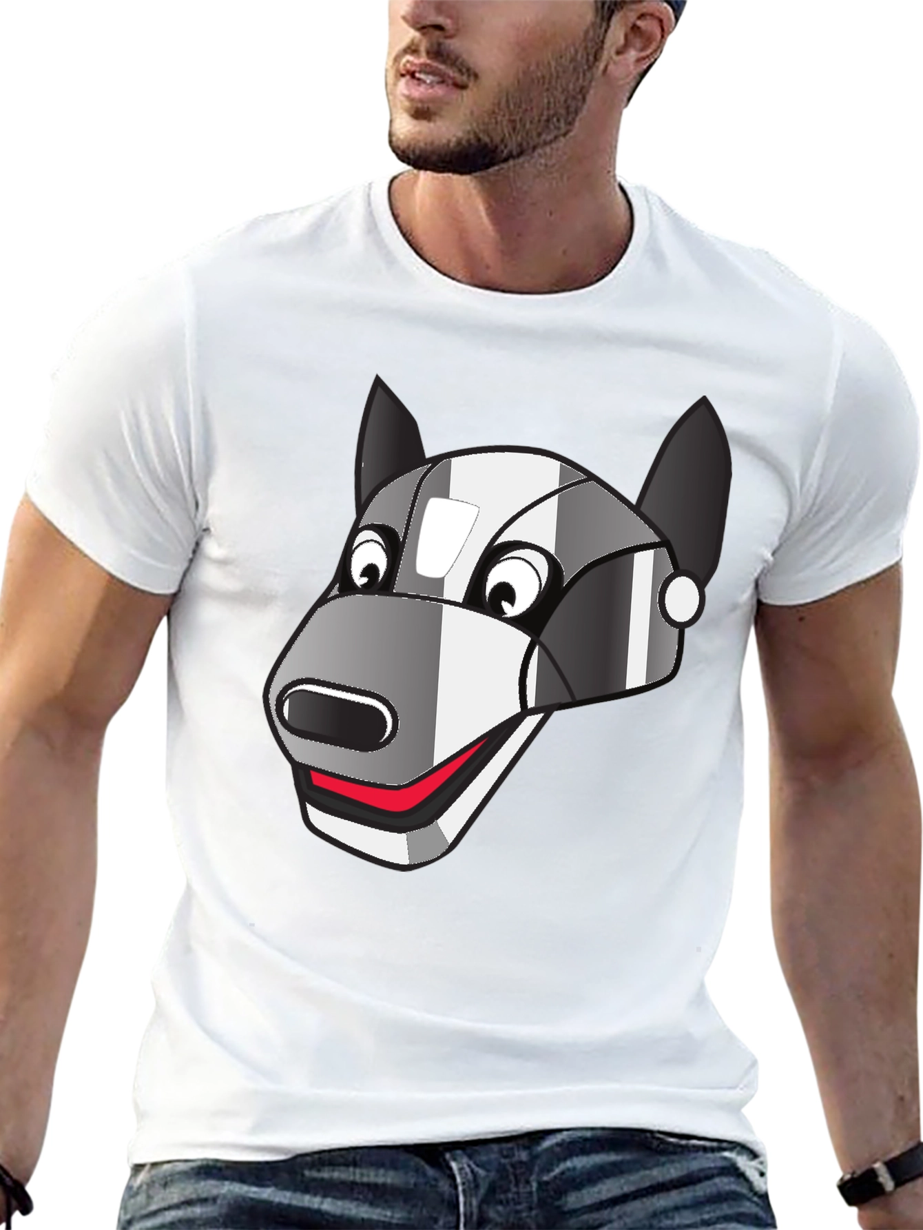 Robot Dog Graphic Tee - Black Cotton Blend