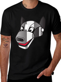 Robot Dog Graphic Tee - Black Cotton Blend