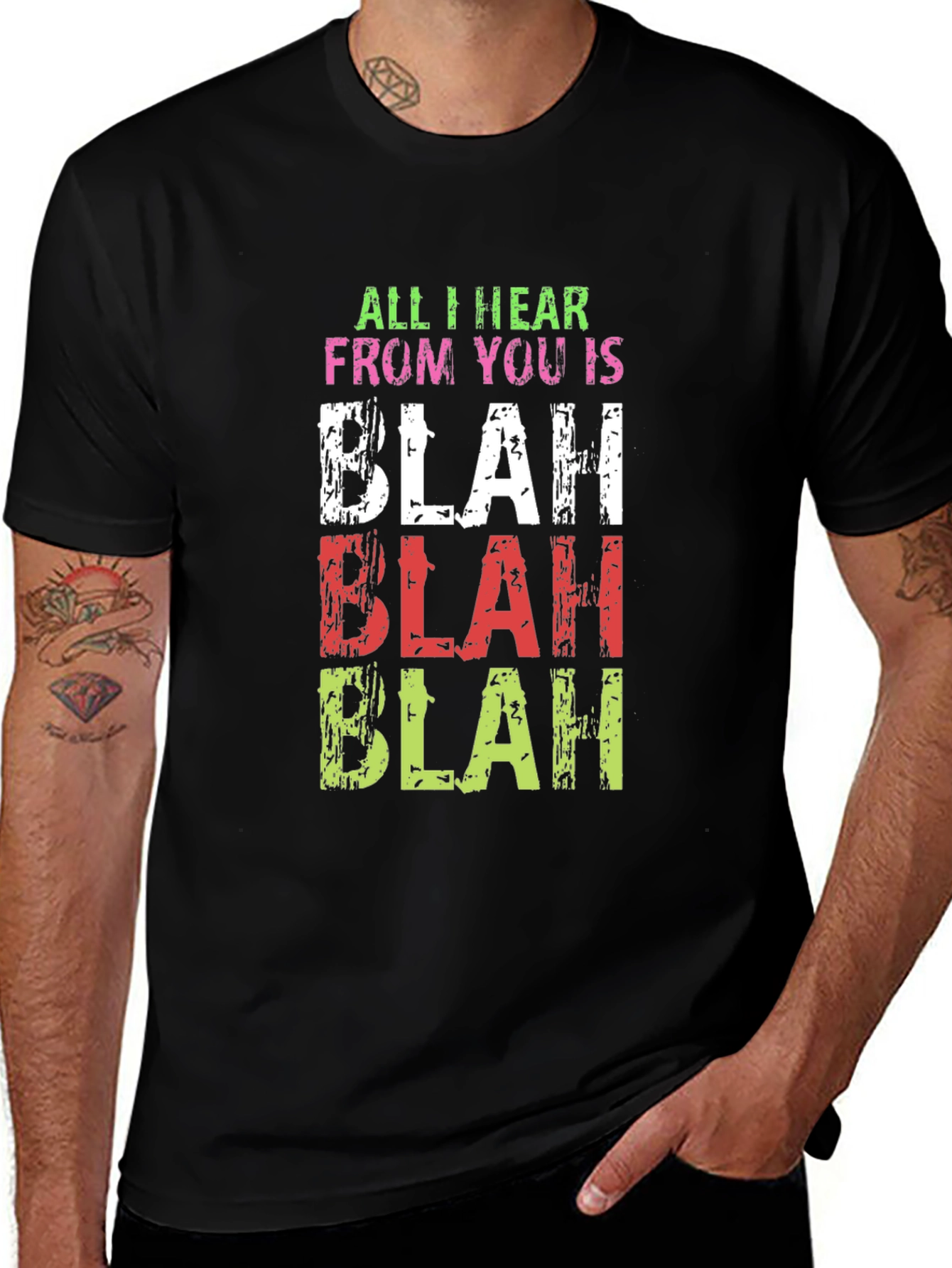Blah Slogan Black T-Shirt