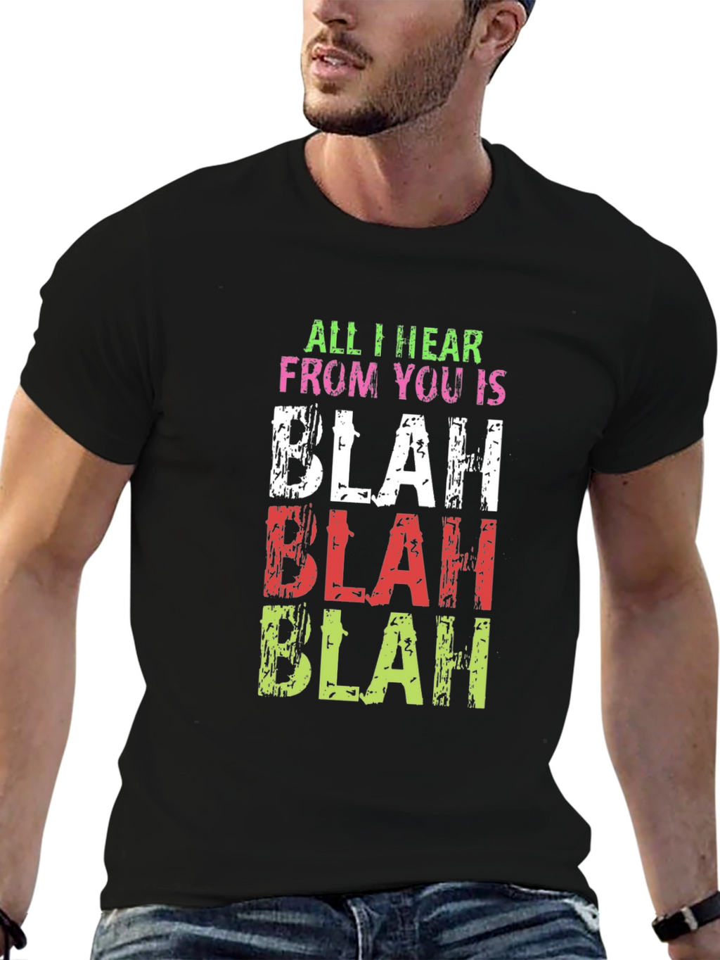 Blah Slogan Black T-Shirt