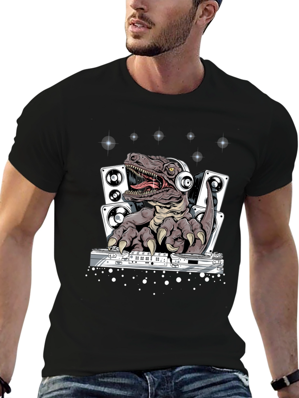 DJ Dinosaur T-Shirt - Raptor Mixing Music Tee