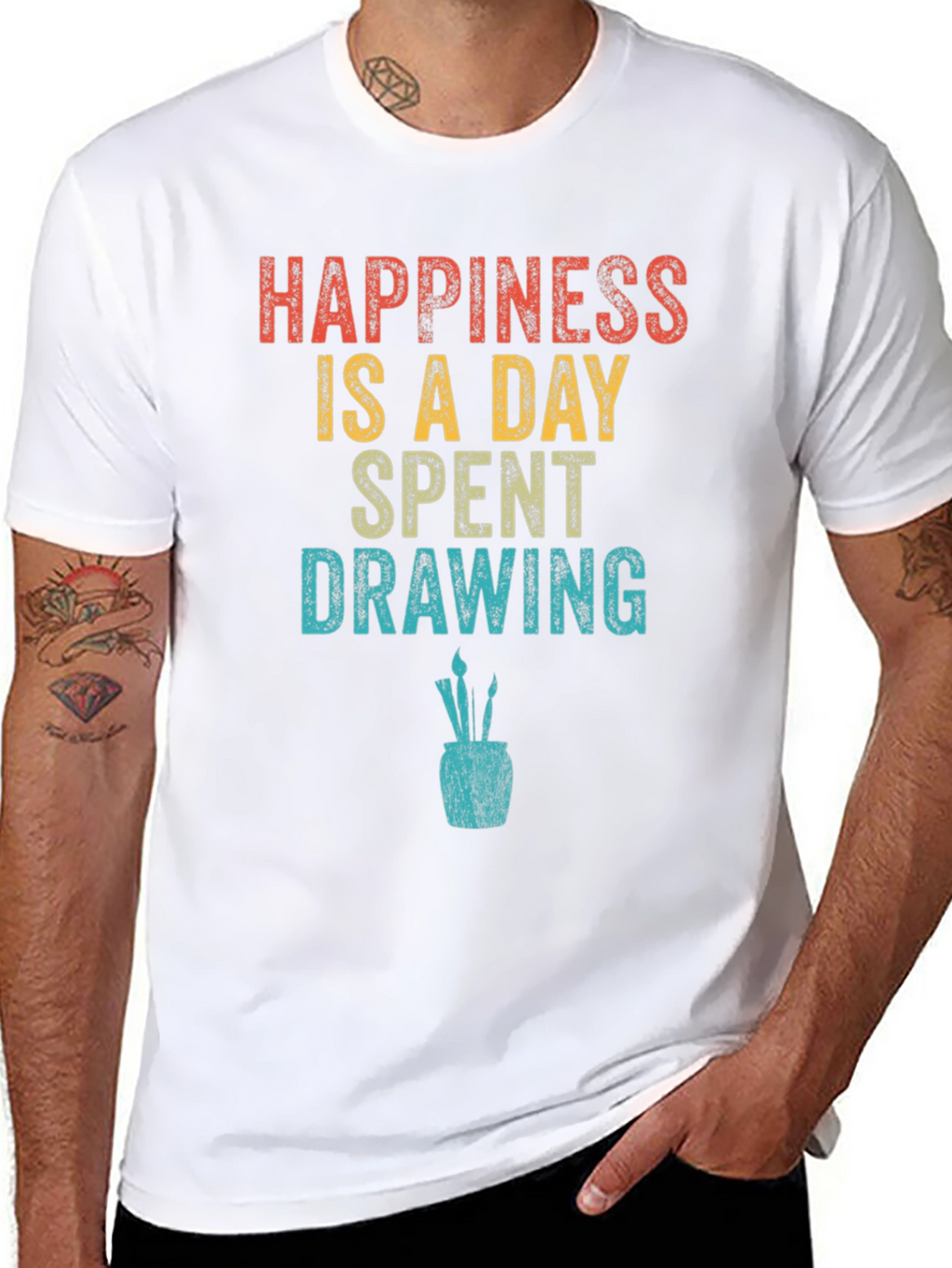 Happiness Drawing T-Shirt | Artist Graphic Tee