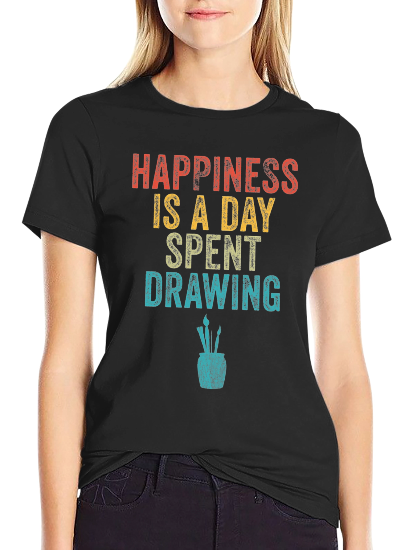 Happiness Drawing T-Shirt | Artist Graphic Tee