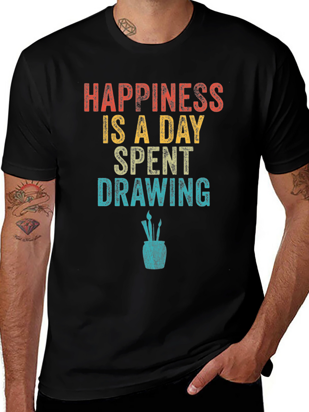 Happiness Drawing T-Shirt | Artist Graphic Tee