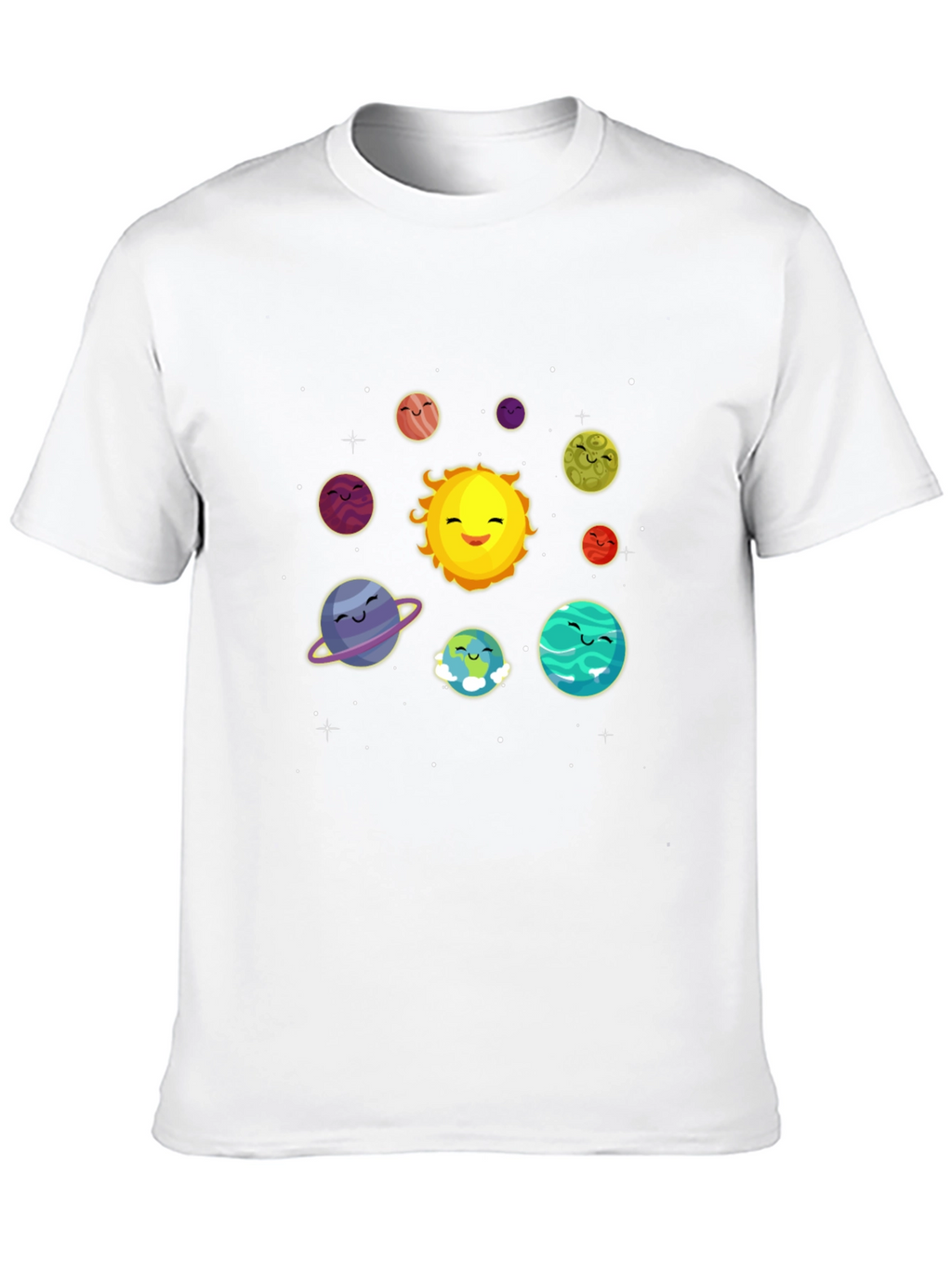 Cute Solar System Cartoon Graphic T-Shirt