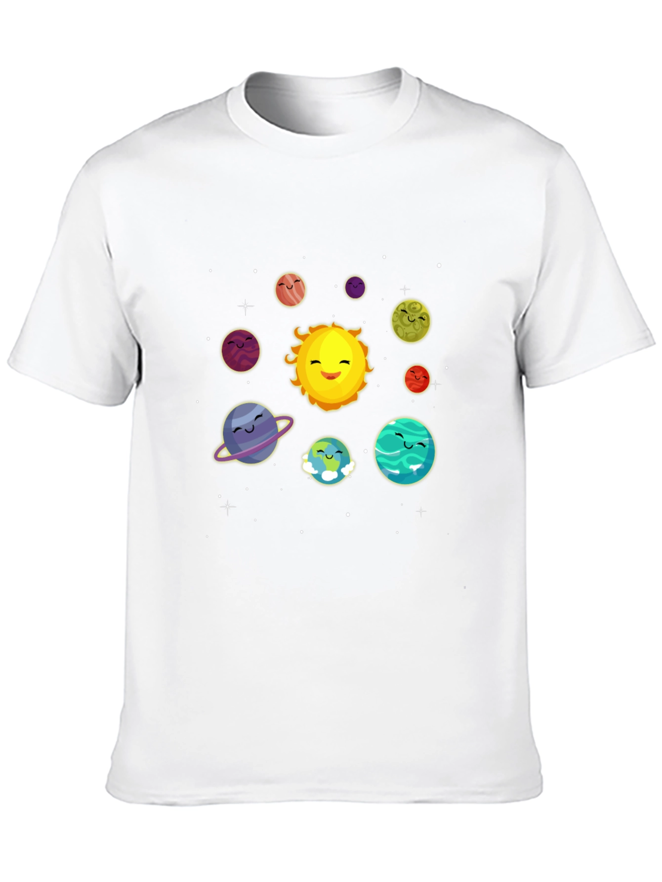 Cute Solar System Cartoon Graphic T-Shirt