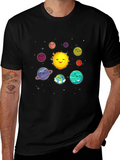 Cute Solar System Cartoon Graphic T-Shirt